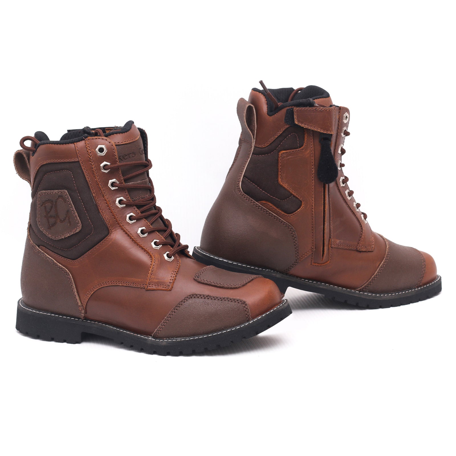Assault WP Distressed Leather Urban Motorcycle Boots Brown