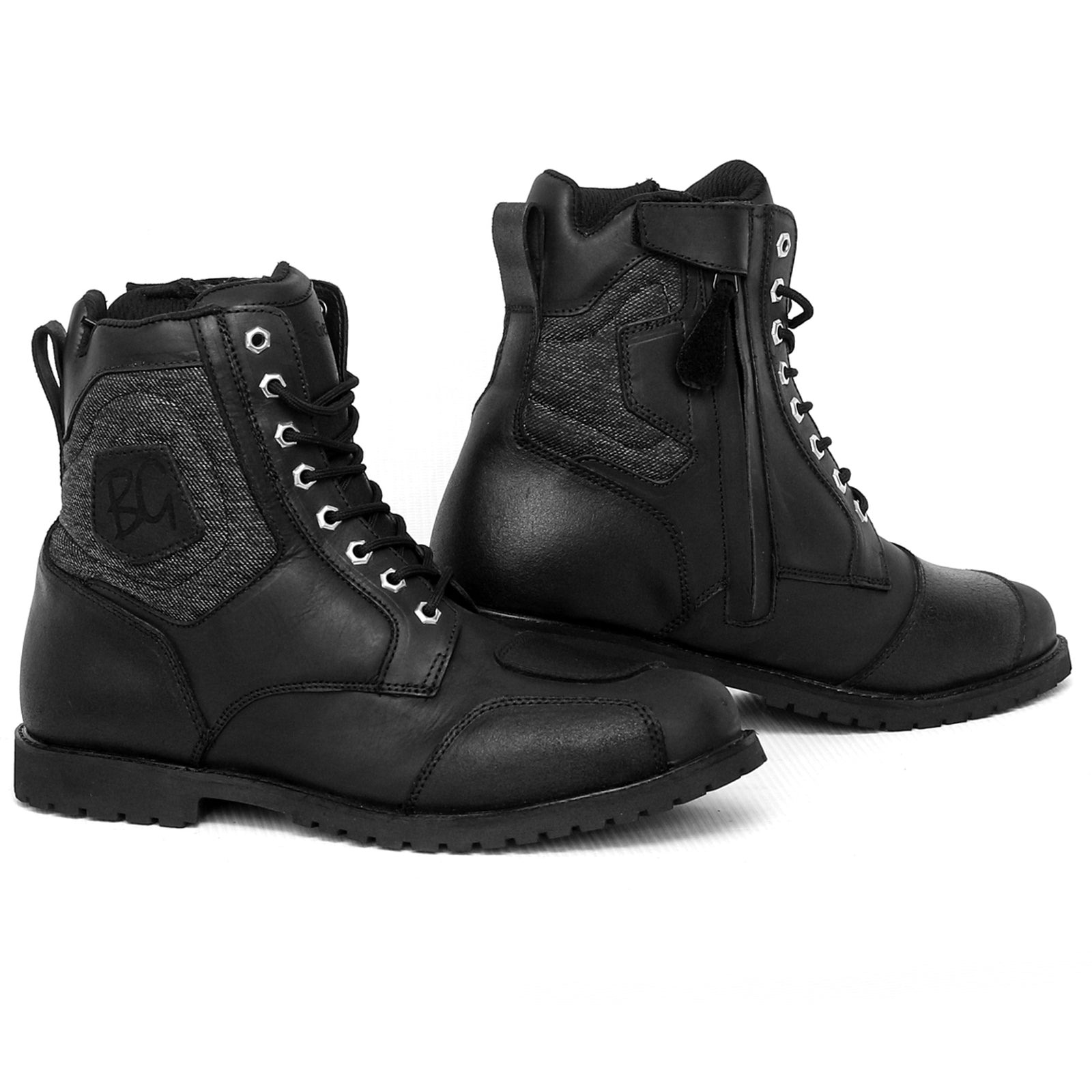 Assault WP Distressed Leather Urban Motorcycle Boots Black
