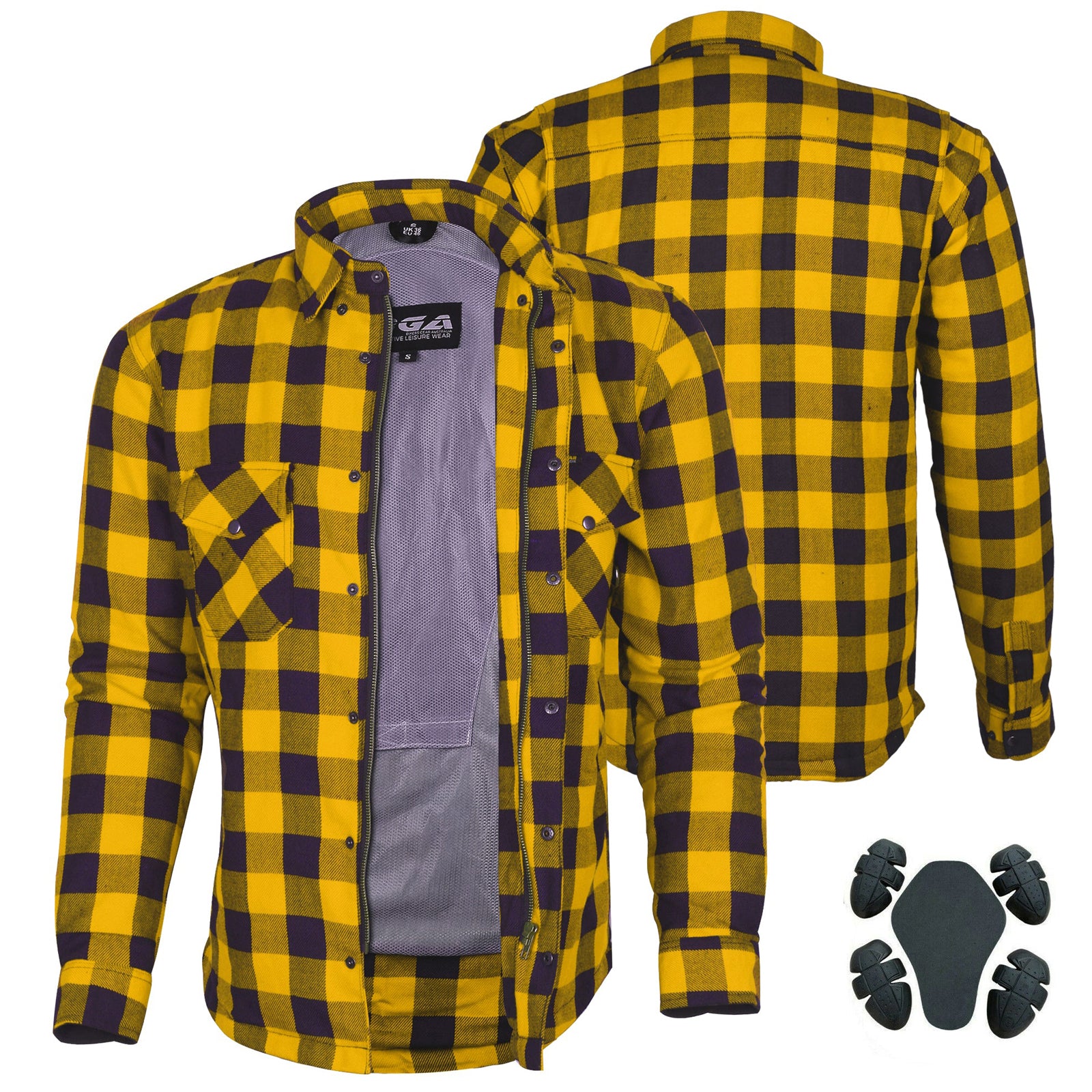 Exo Protective Lined with Kevlar Motorcycle Shirts Yellow