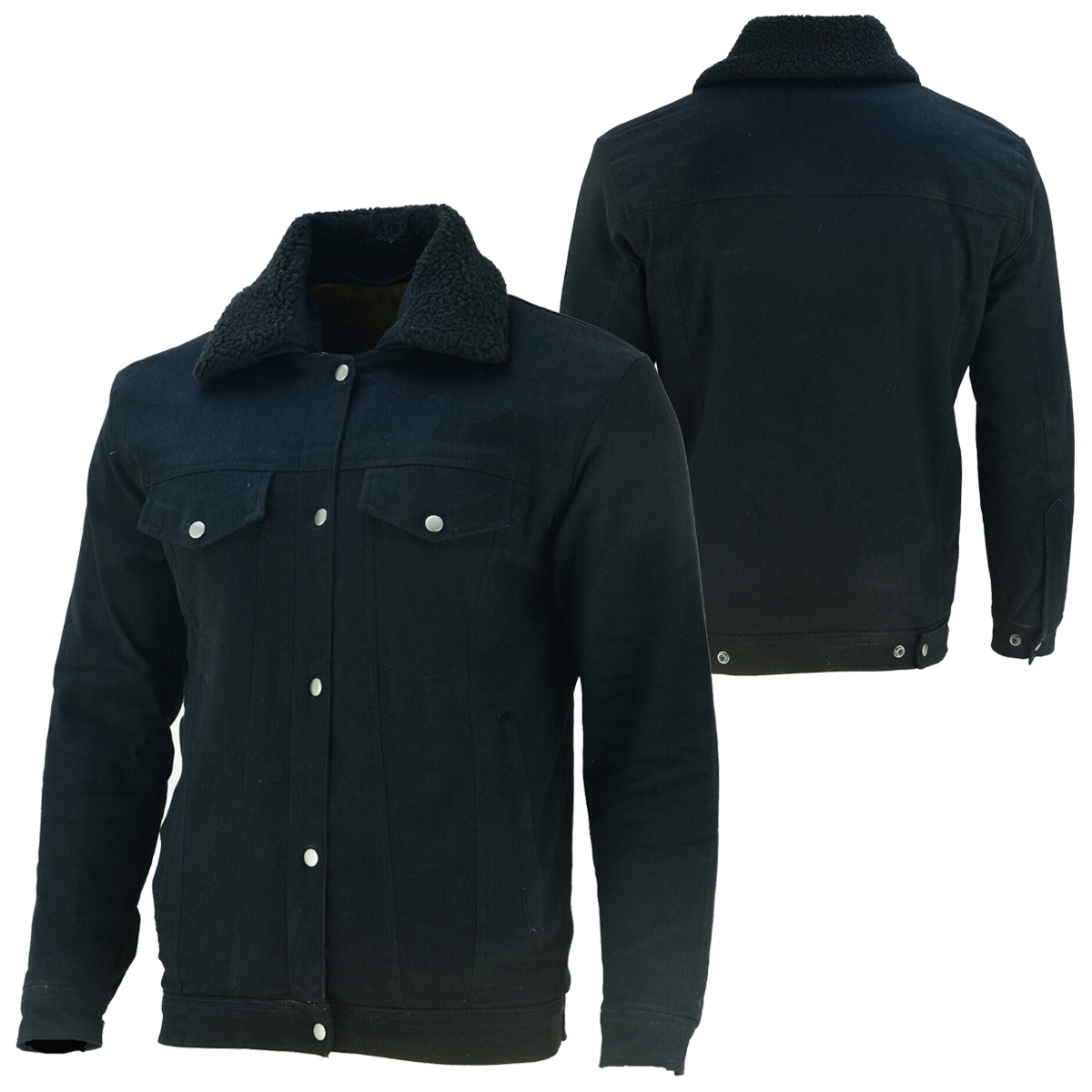 Kevlar Lined Sherpa Denim Jacket Black