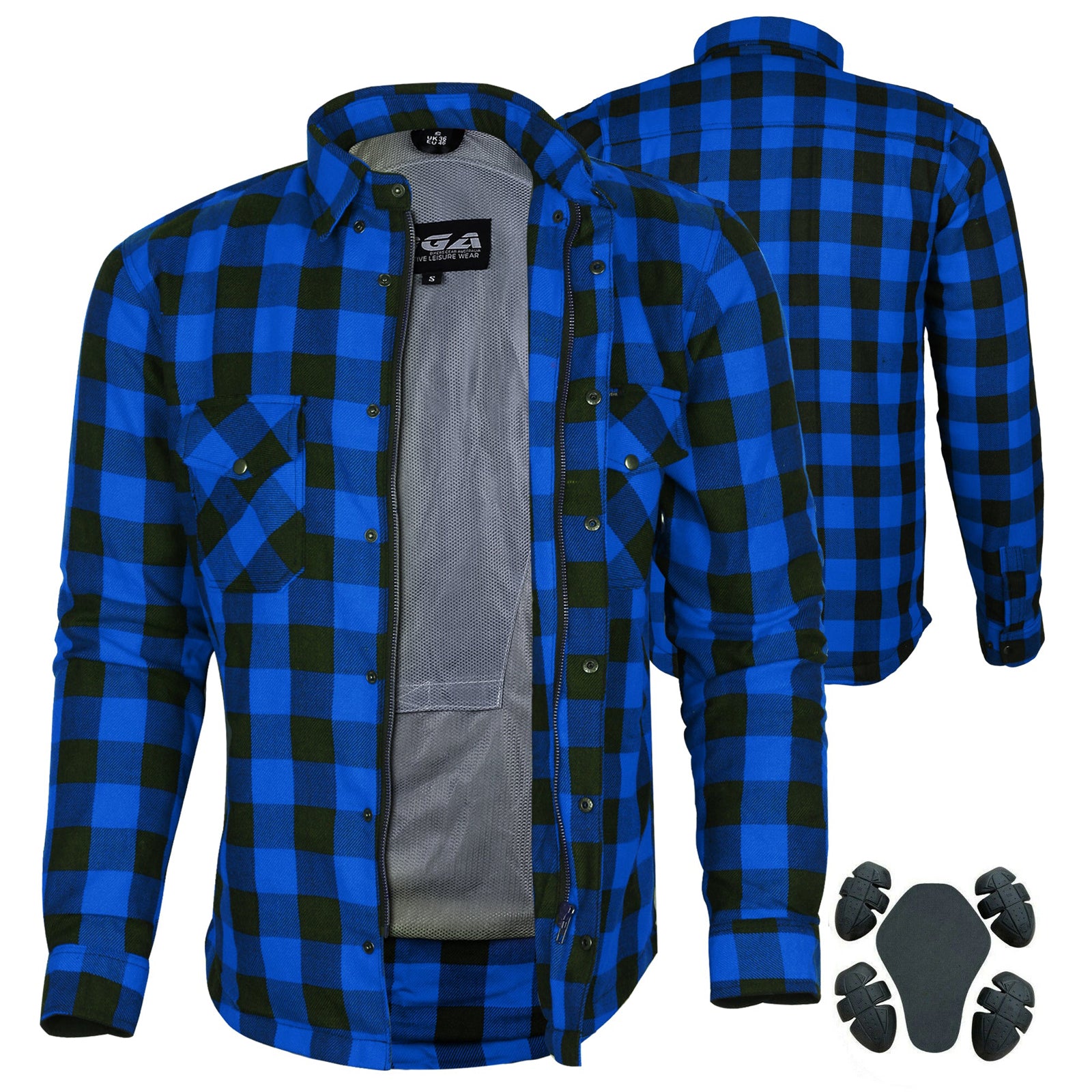 Exo Protective Lined with Kevlar Motorcycle Shirts Blue / Black