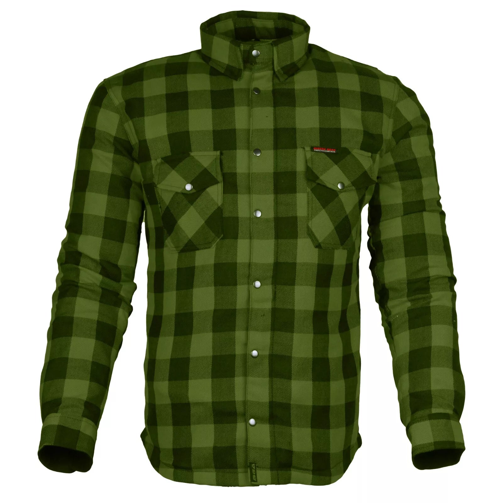 Boston HD Flannel Motorcycle Lined With Kevlar Shirt Army Green / Black