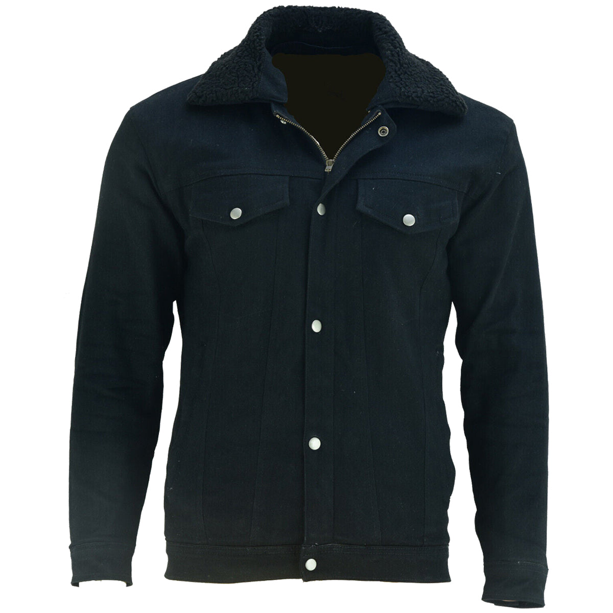 Kevlar Lined Sherpa Denim Jacket Black