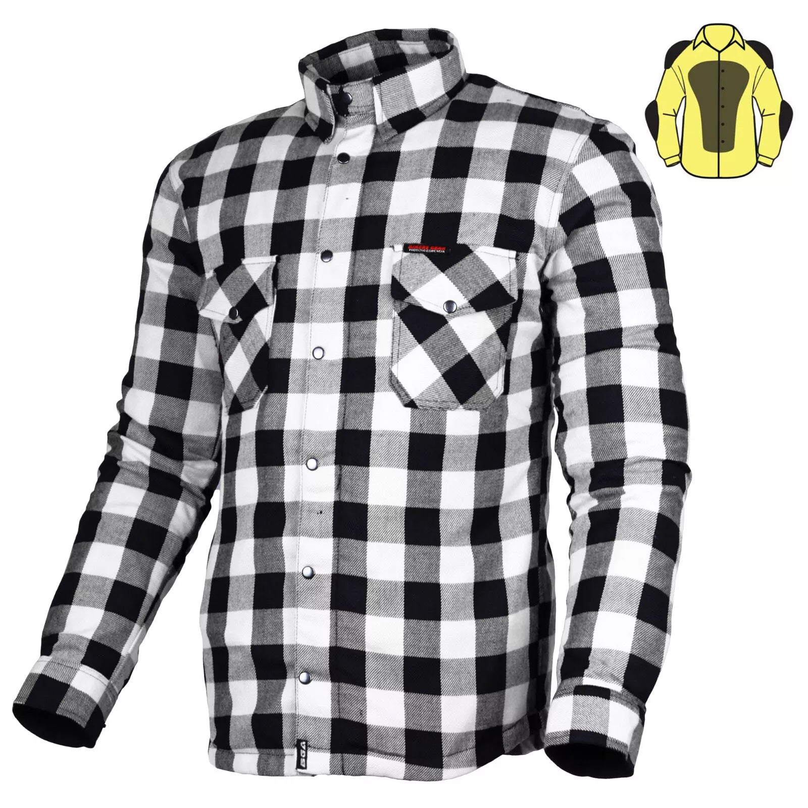 Exo Rider Lined with Kevlar Protective Motorcycle Shirts Black / White