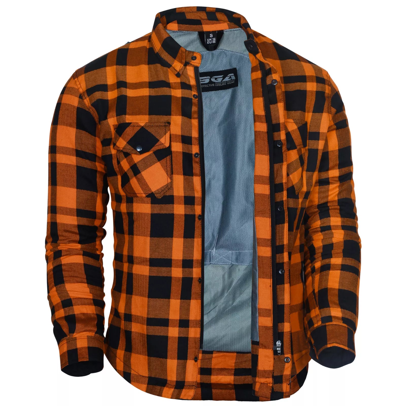 Exo Rider Lined with Kevlar Protective Motorcycle Shirt Orange