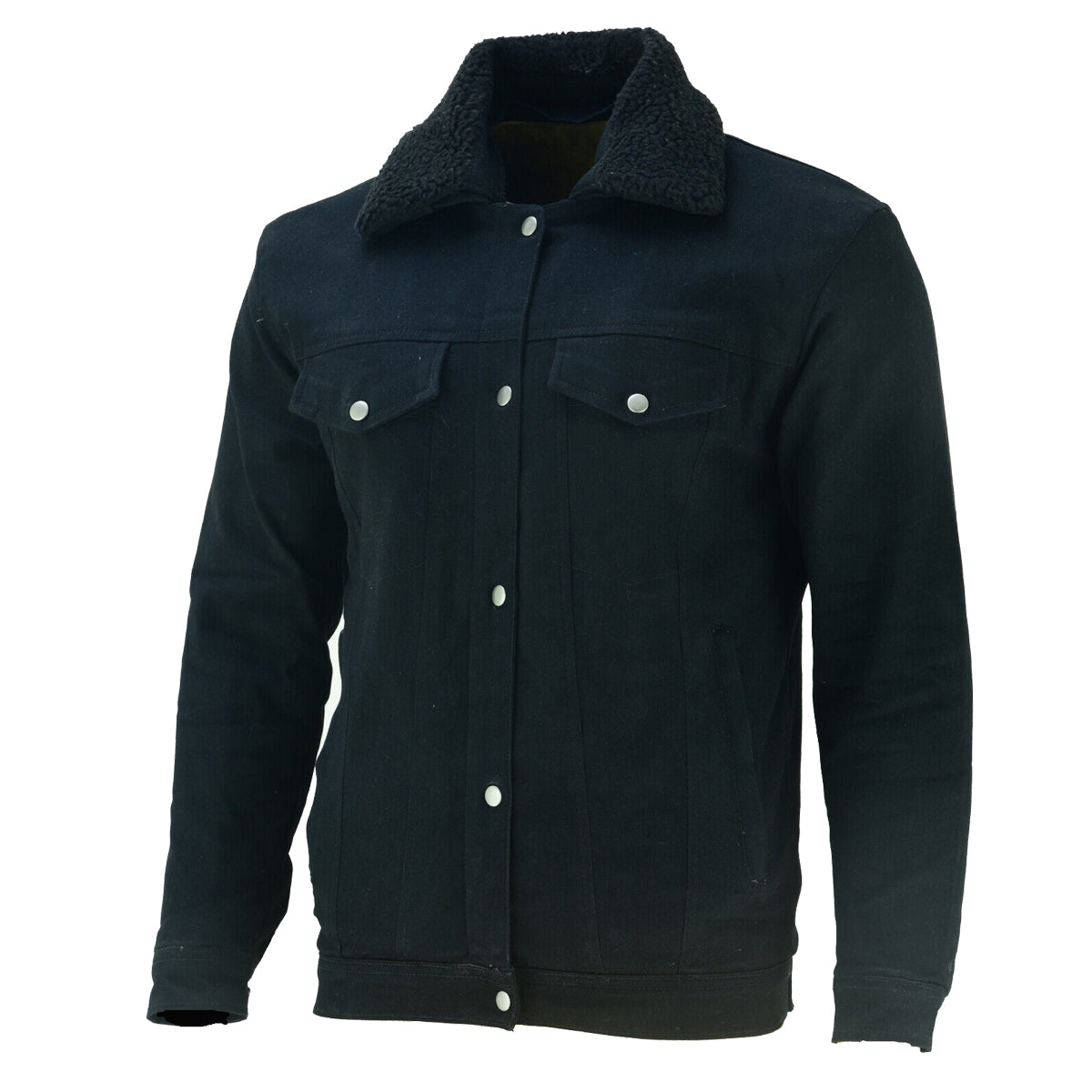 Kevlar Lined Sherpa Denim Jacket Black