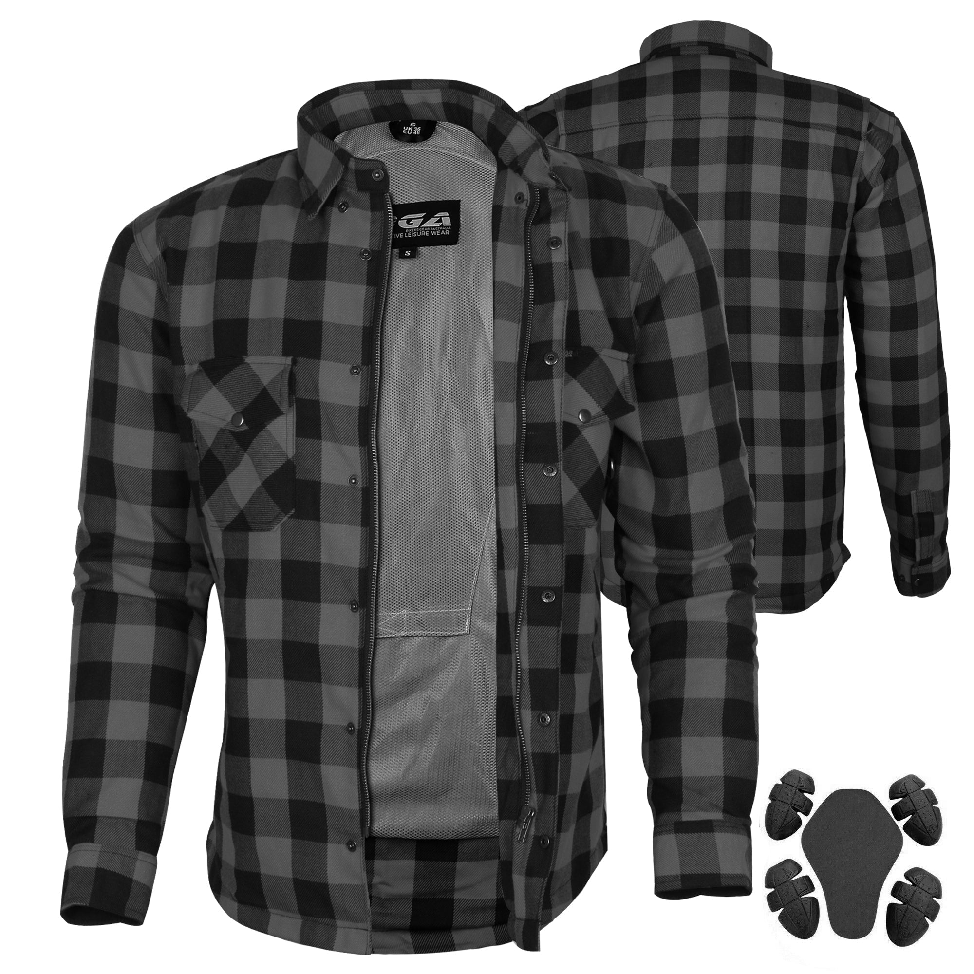 Exo Protective Lined with Kevlar Motorcycle Shirts Black / Grey