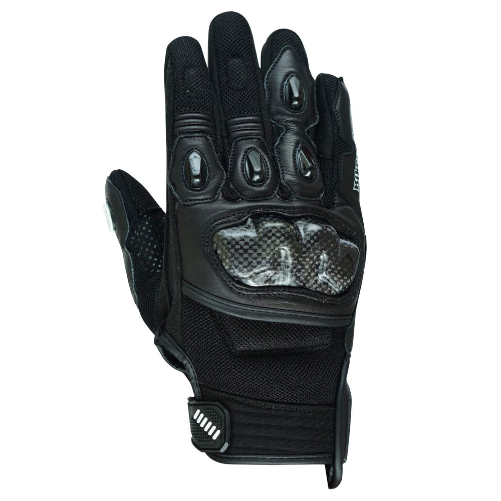Nelson Motorcycle LATHER Gloves WITH KEVLAR LINED Black