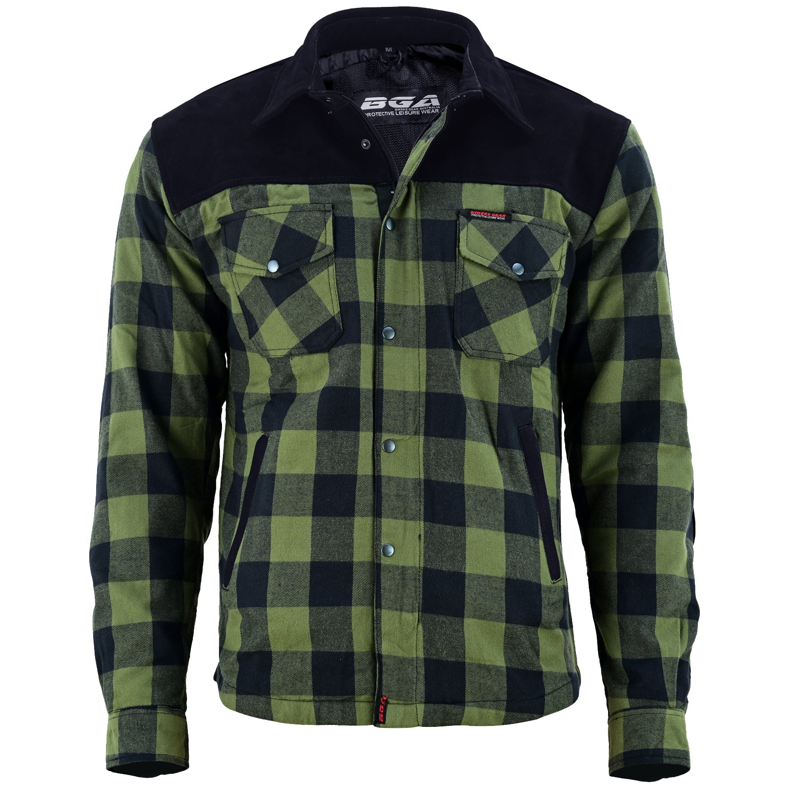 CE Rifster Lined with Kevlar Flannel Motorcycle Shirt Leather outside Pockets