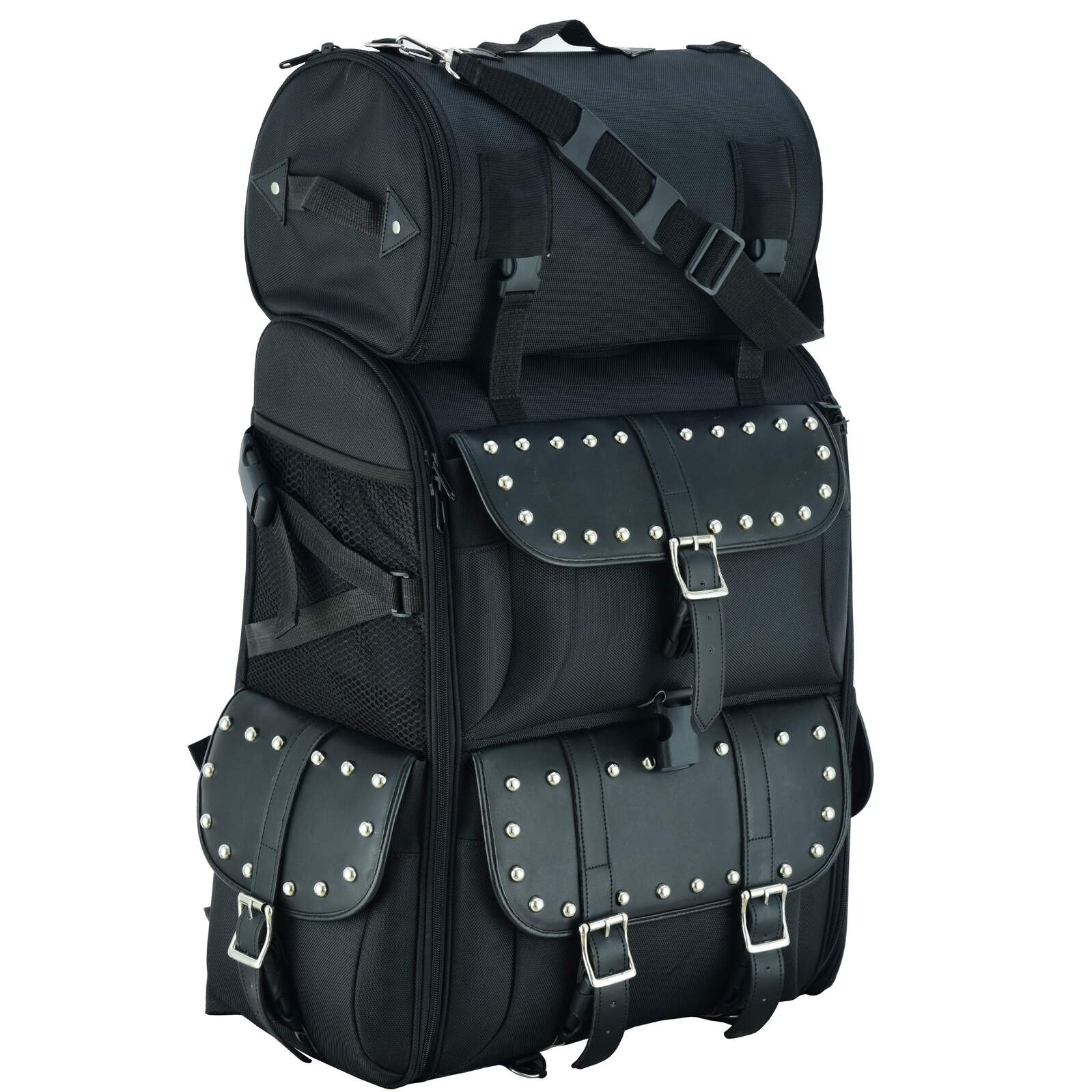 2 Piece Studded Deluxe 3500 Motorcycle Sissy Bar Bag