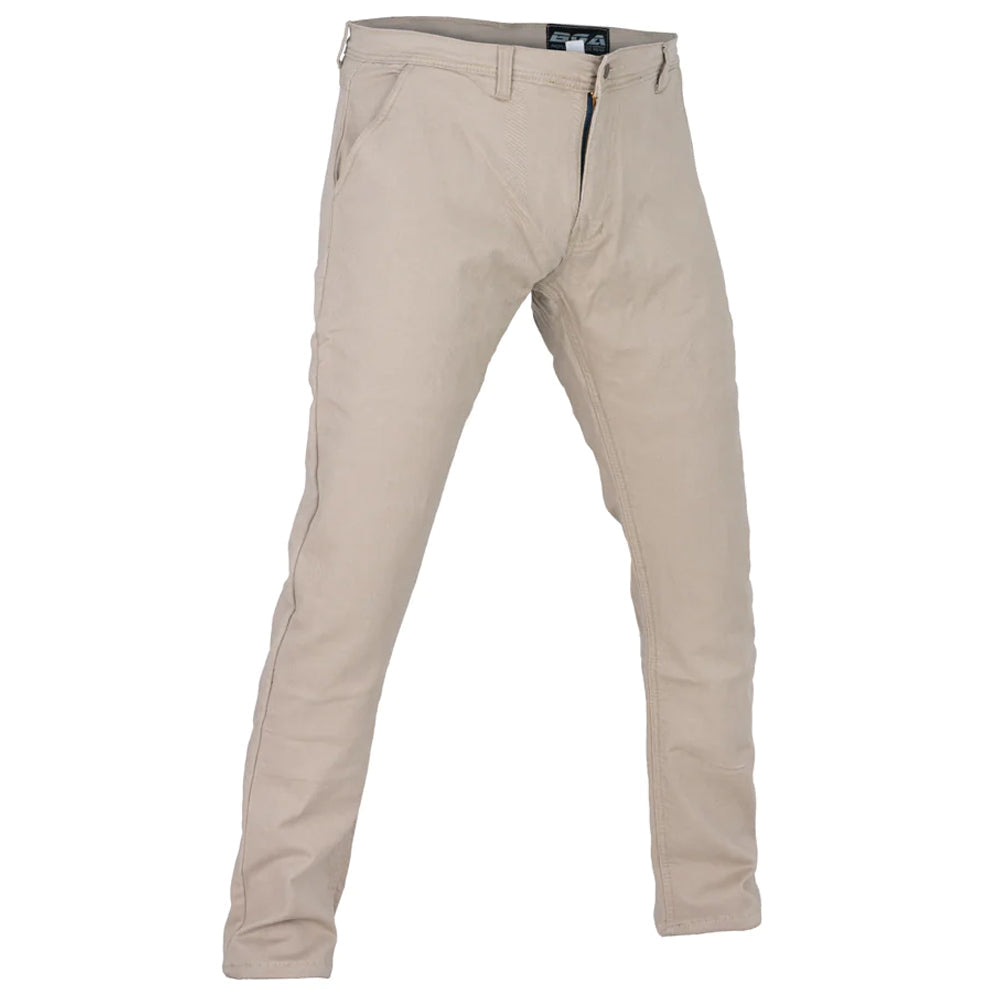 Stork Motorcycle Kevlar Lined Chinos Pants Tan Stretch