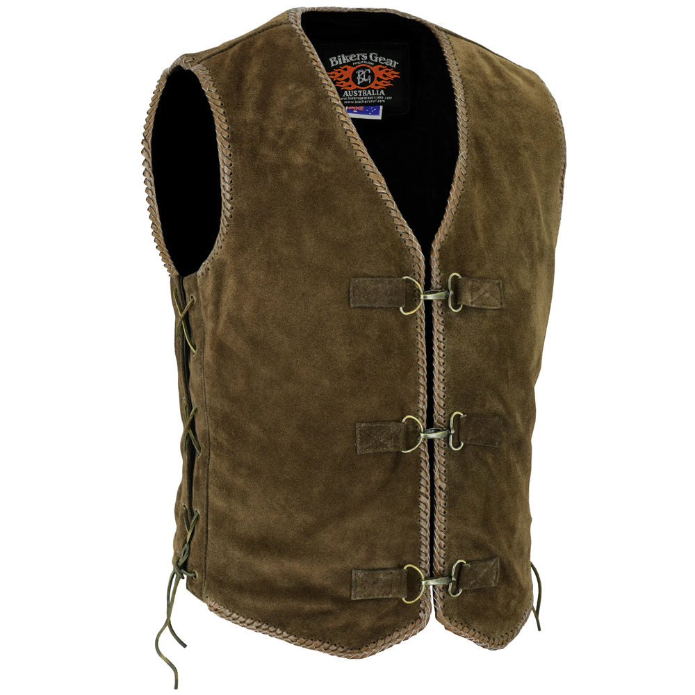 Aero Motorcycle Leather Vest Rustic Brown