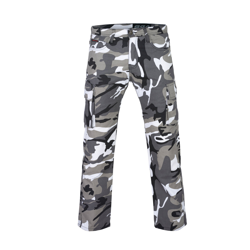 Men Motorcycle Cargo KEVLAR Pants Camo Grey/Black