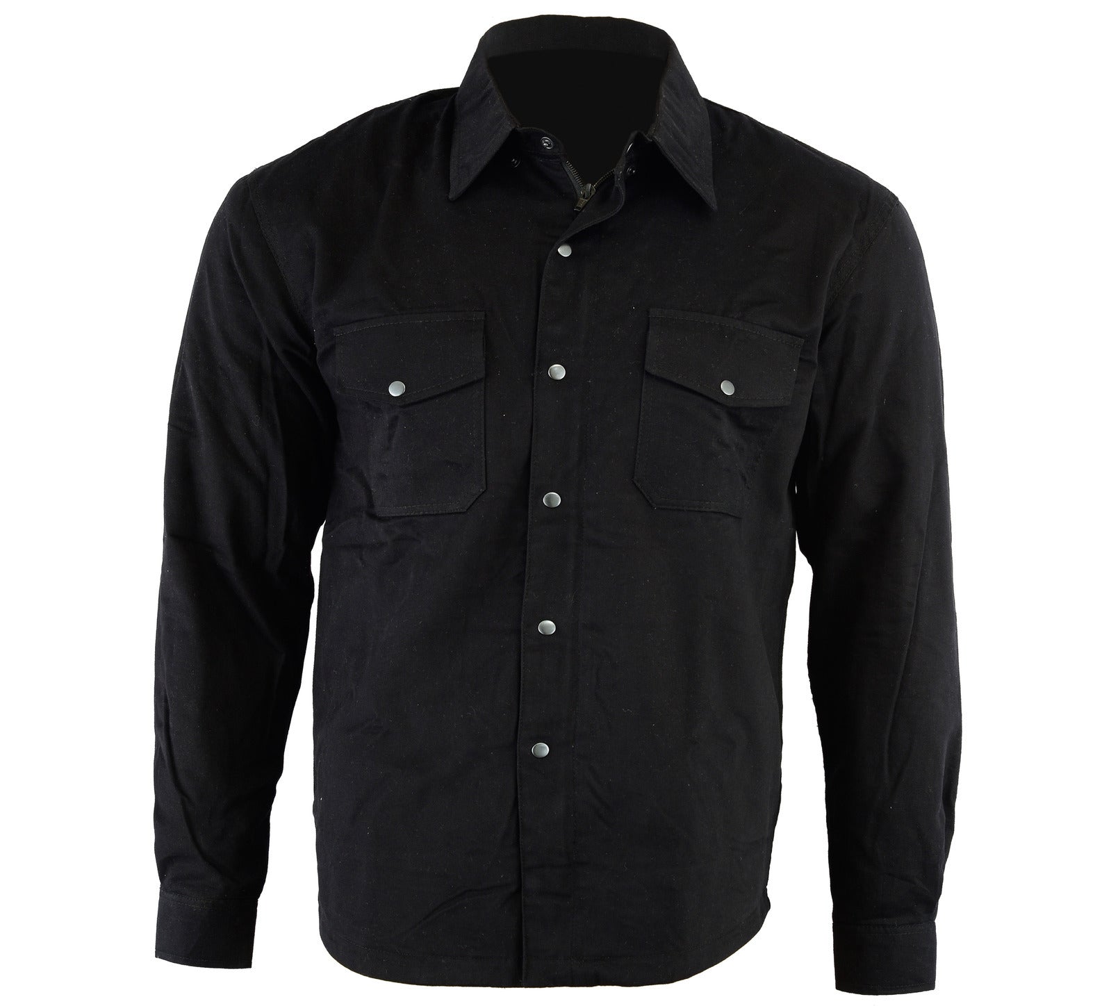 Motorcycle Protective Lined Shirt With Kevlar SOLID Black