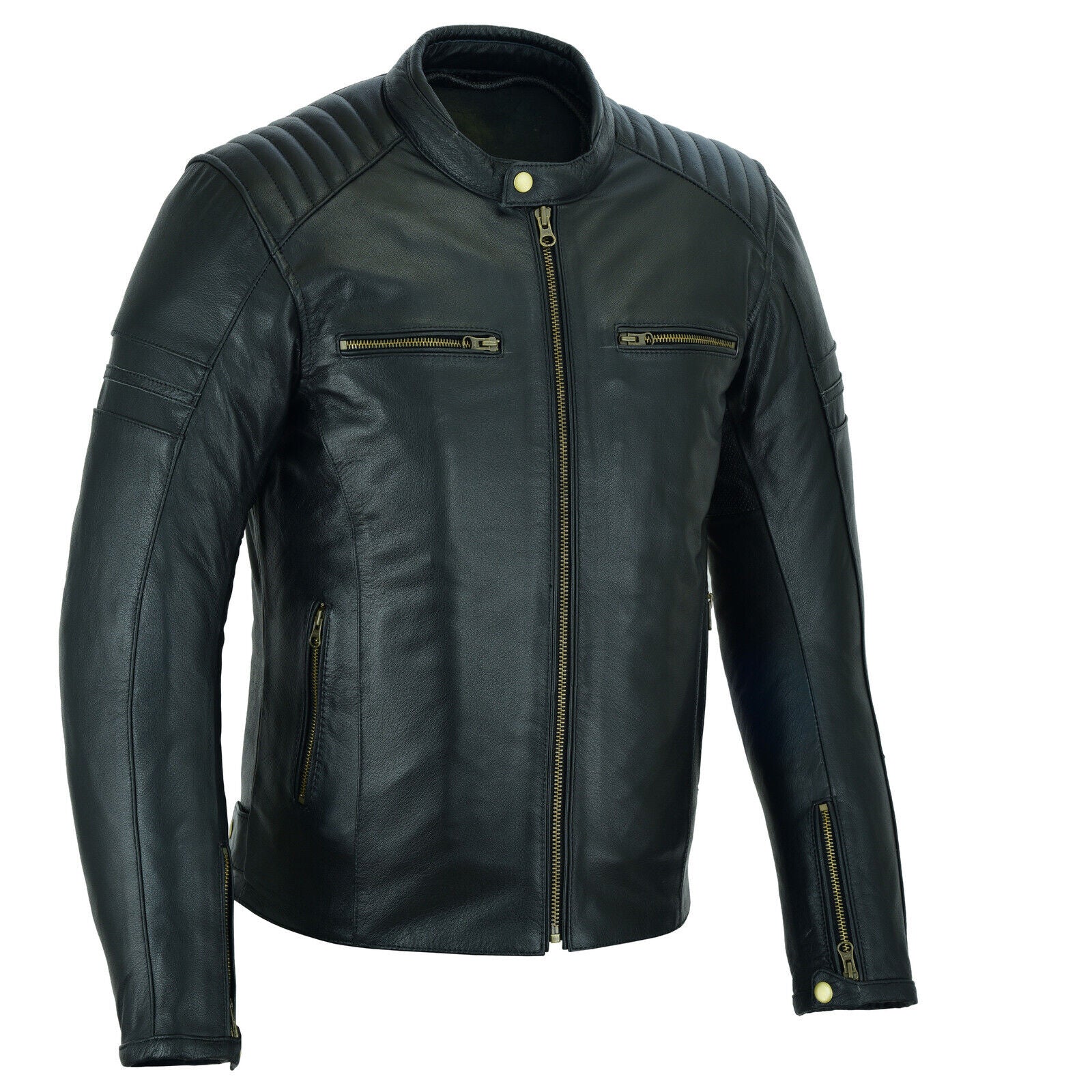 Roadster Classic Leather Motorbike Jacket Black