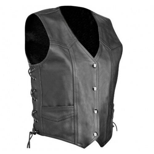 Revo Motorcycle Classic Lace Leather Cruiser Vest