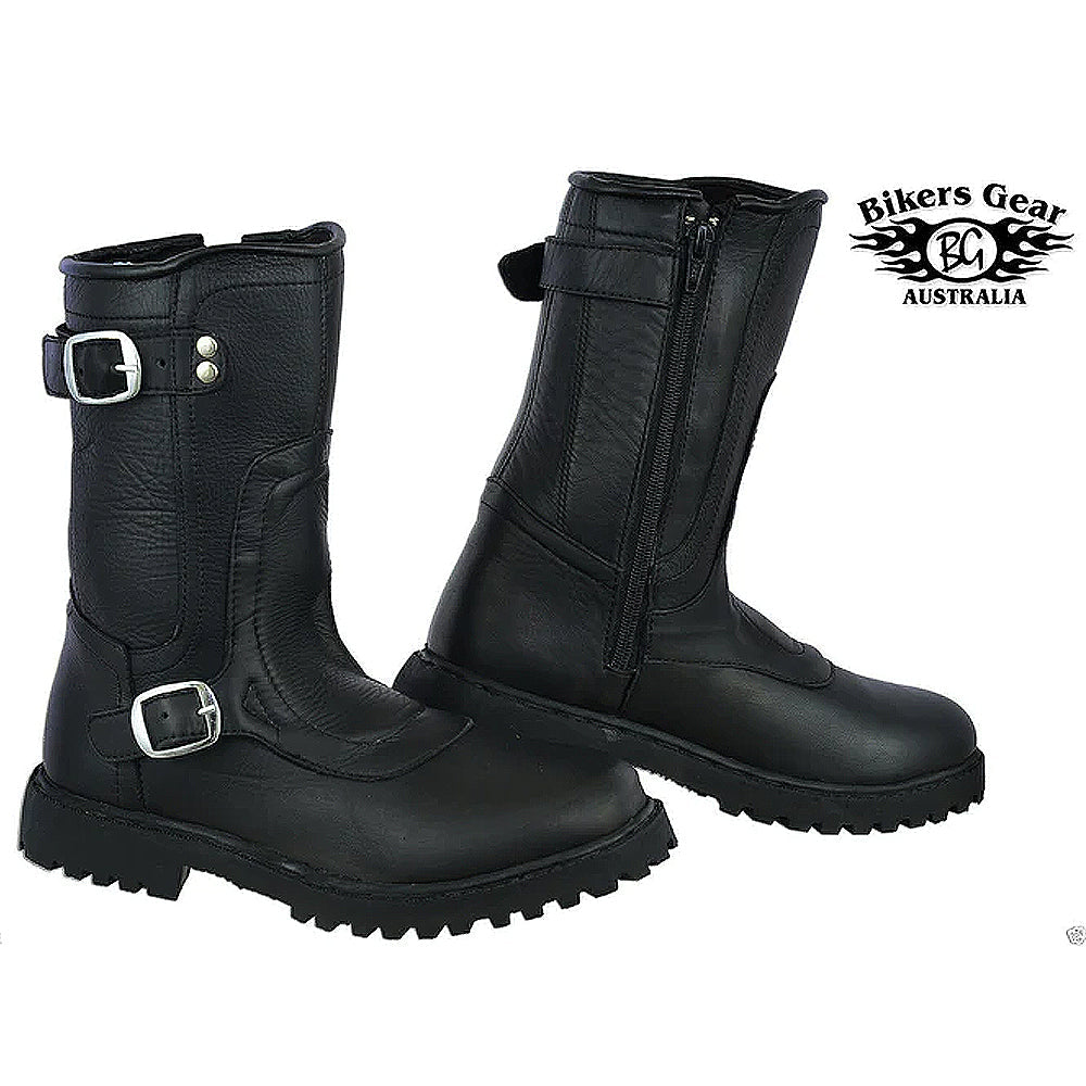 Men Engineer Leather Motorcycle Boots