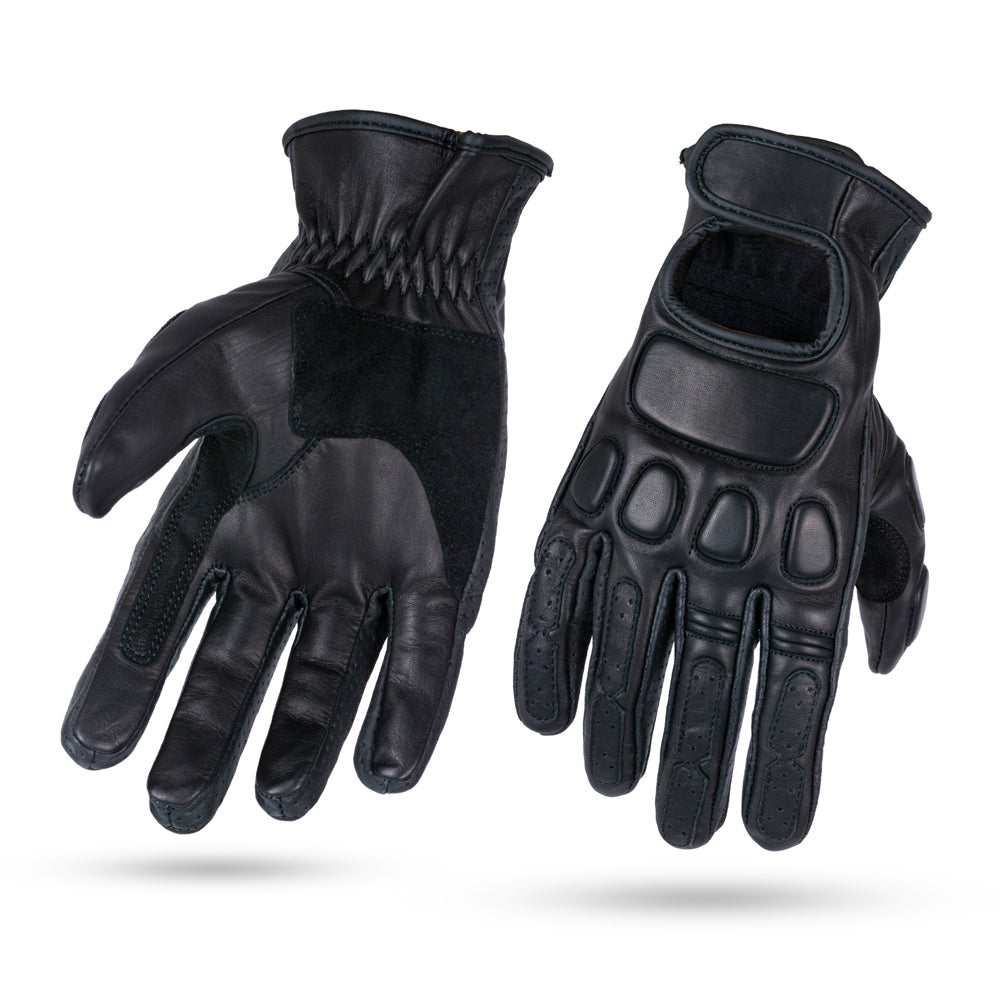 Tasker Leather Motorcycle Gloves Black