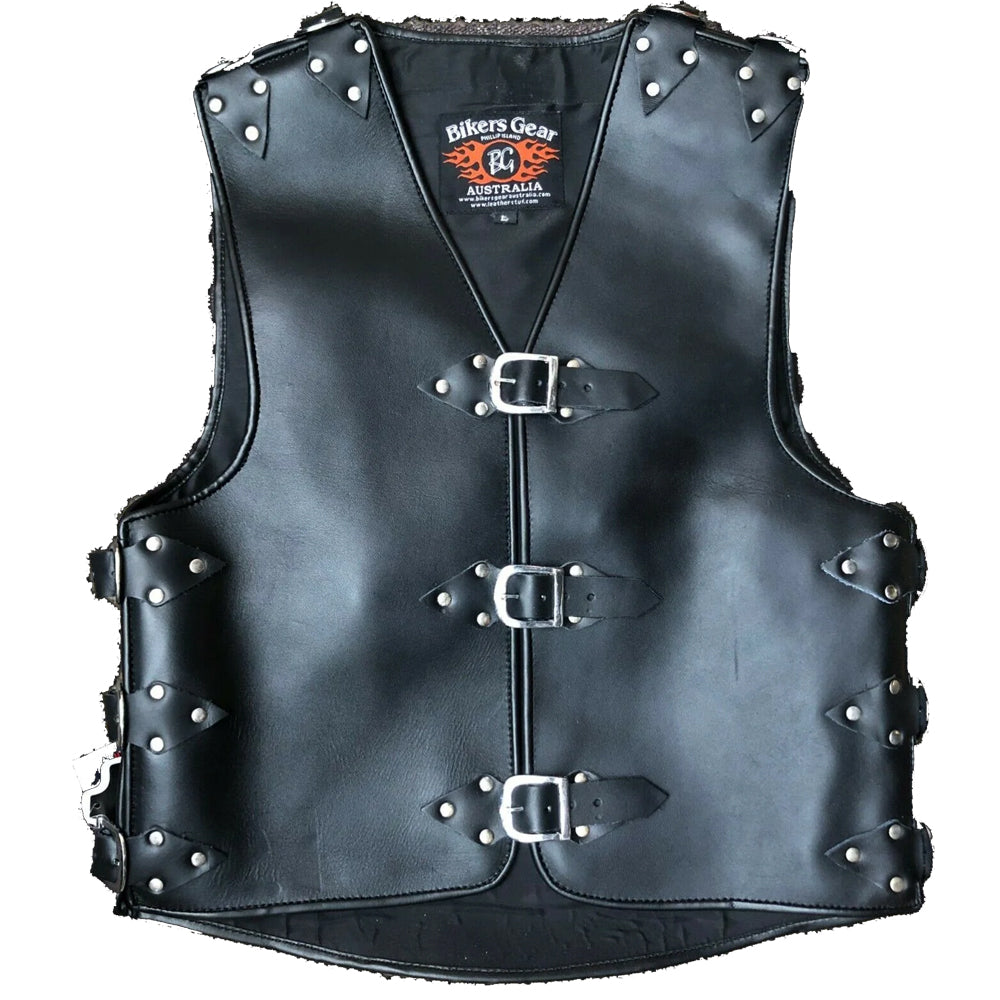Panther 3mm HD Plain Leather Motorcycle Vest