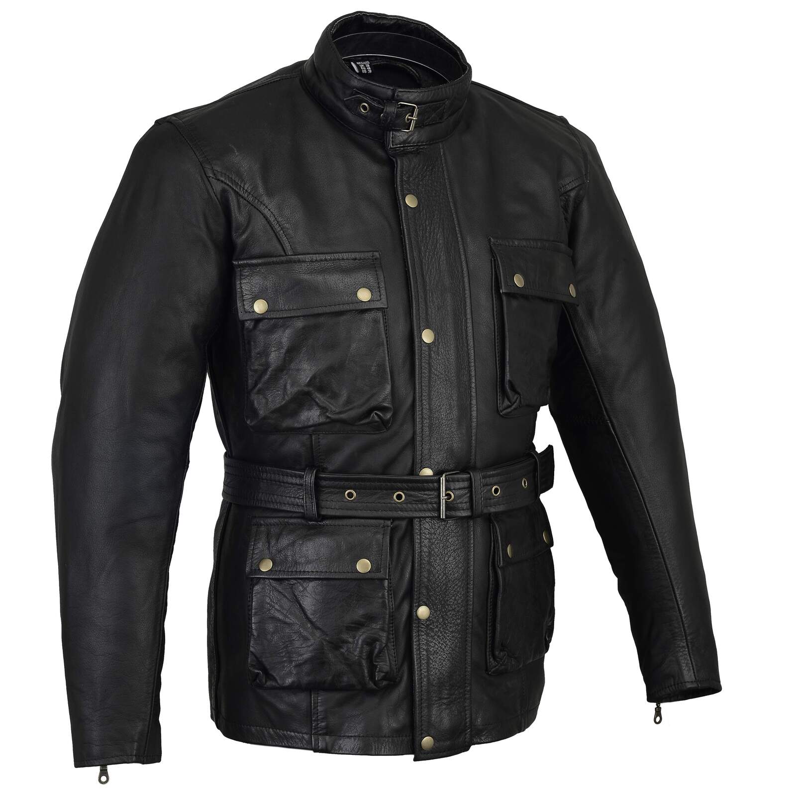 Trail Master Waxed Motorcycle Leather Jacket Black