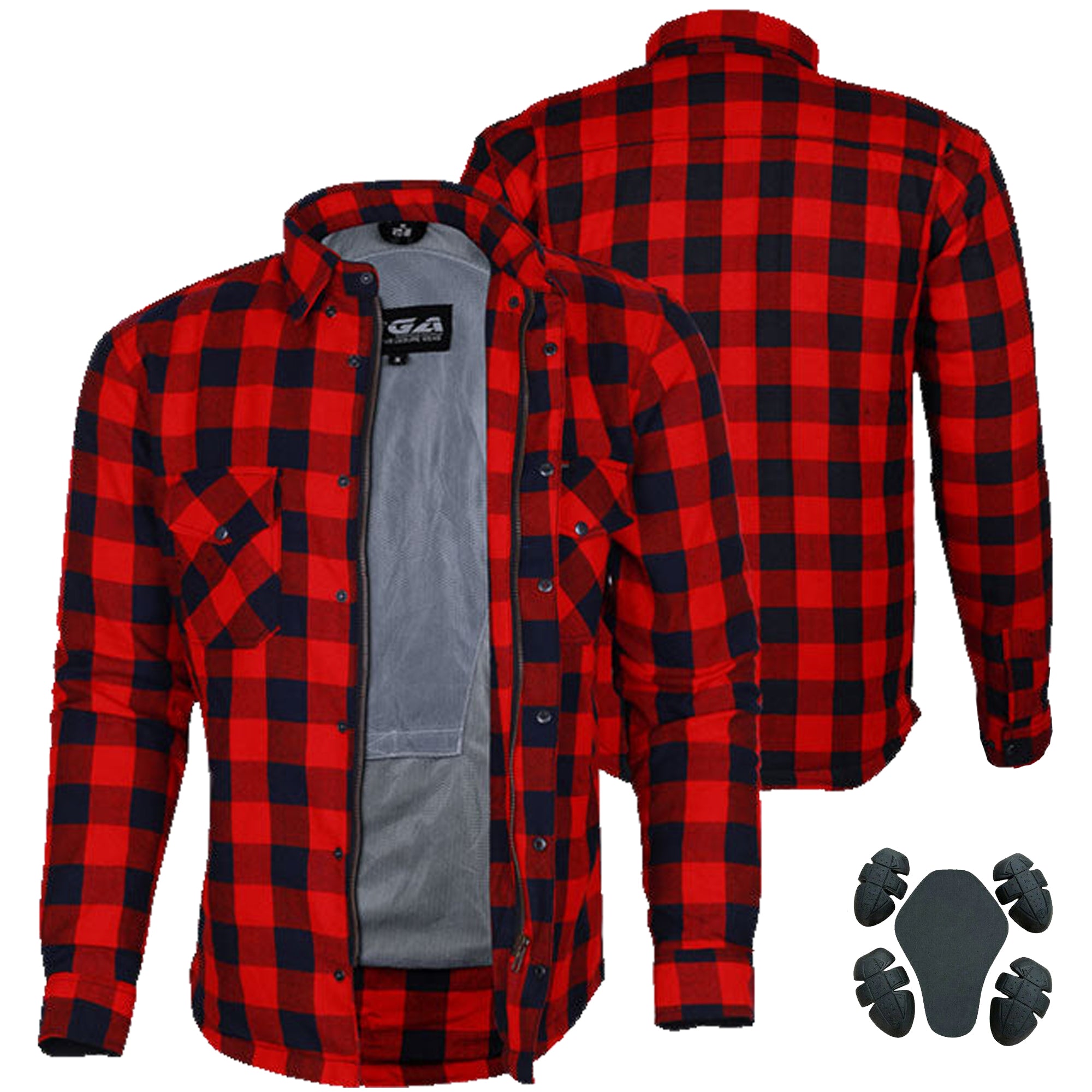 Exo Protective Lined with Kevlar Motorcycle Shirts Red / Black