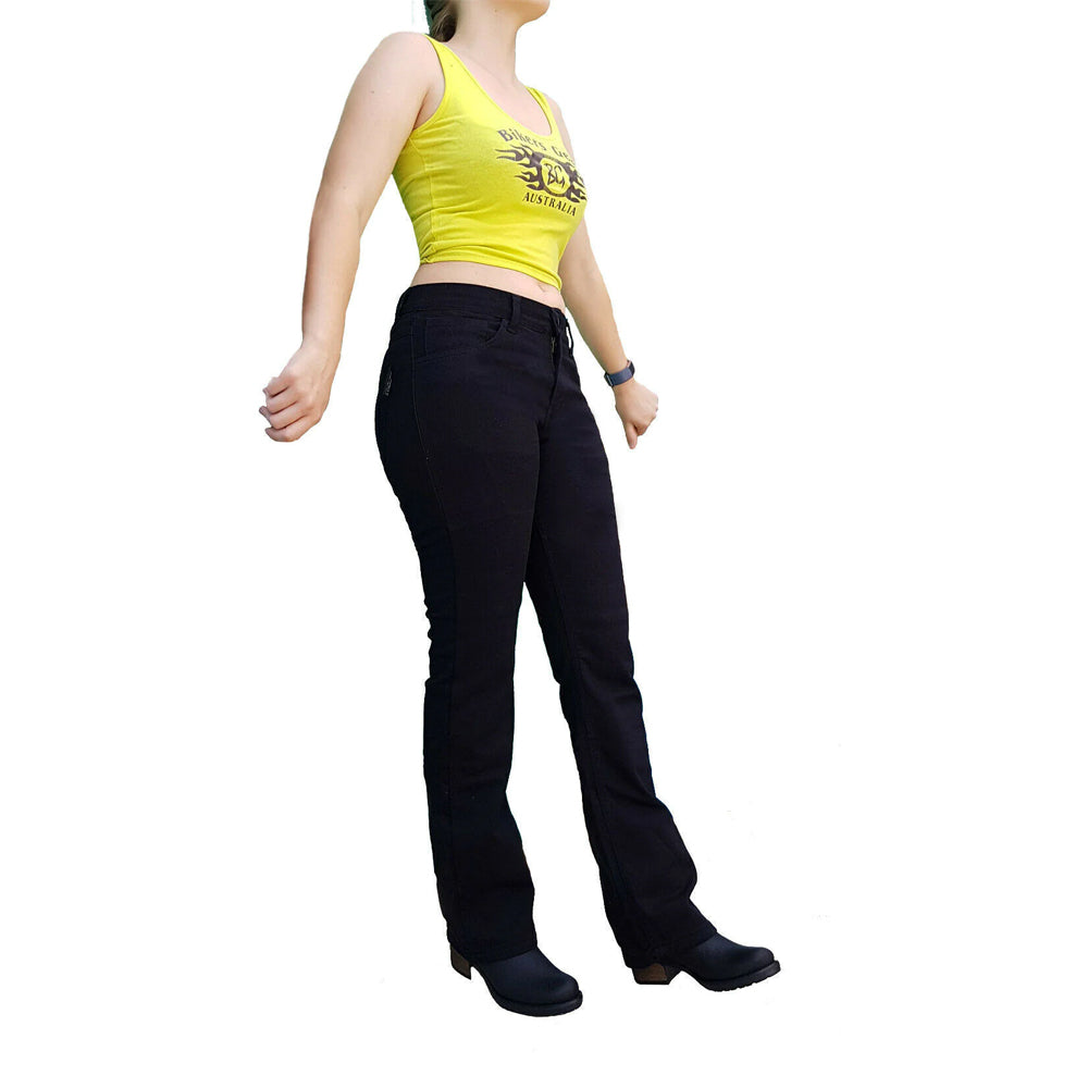 Boot leg Lady Motorcycle Kevlar Lined Jeans Black
