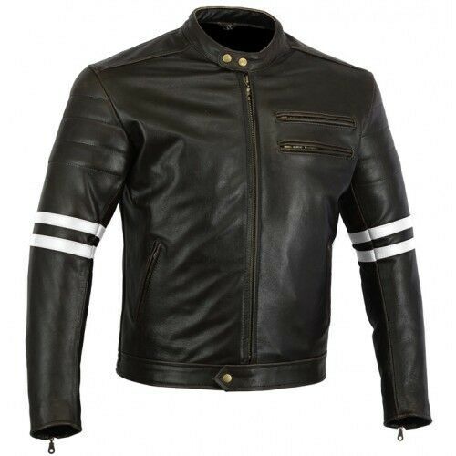The Rocker Motorcycle Leather Jacket Black/White