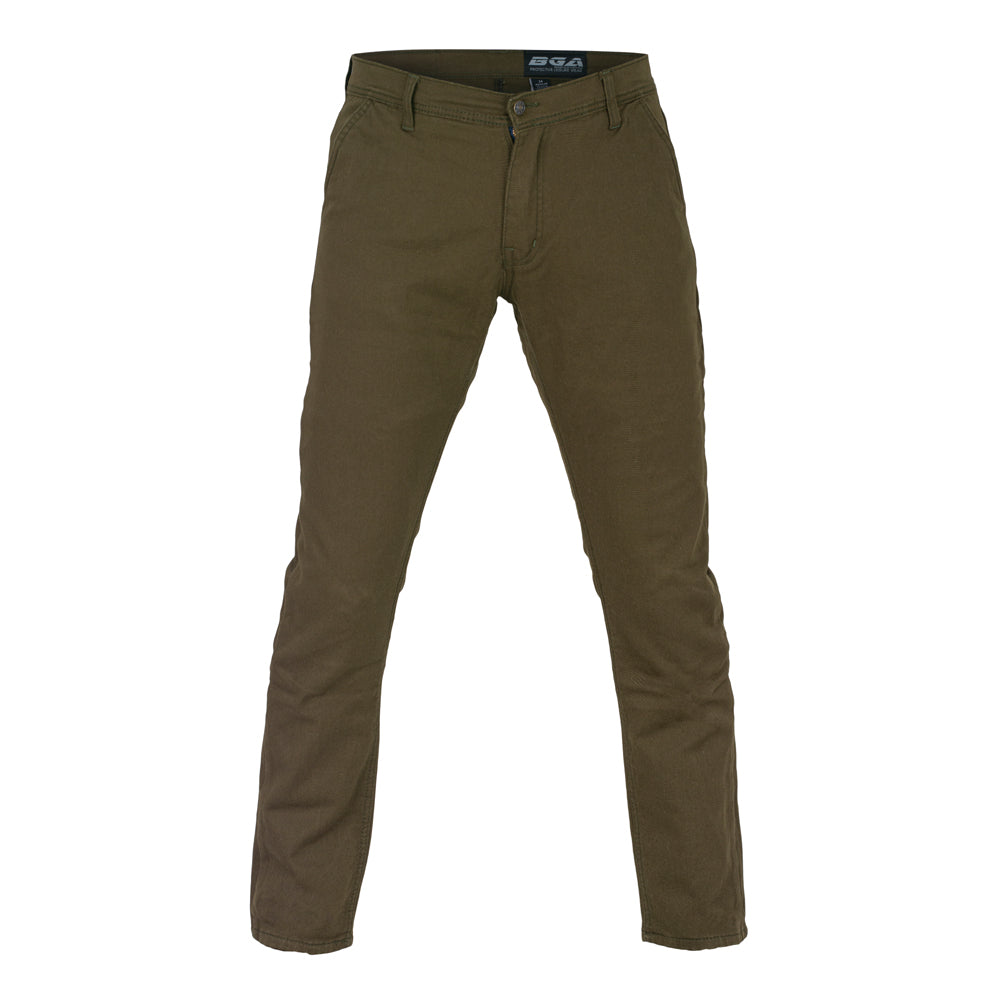 Stork Motorcycle Kevlar Lined Chinos Pants Khaki Green Stretch
