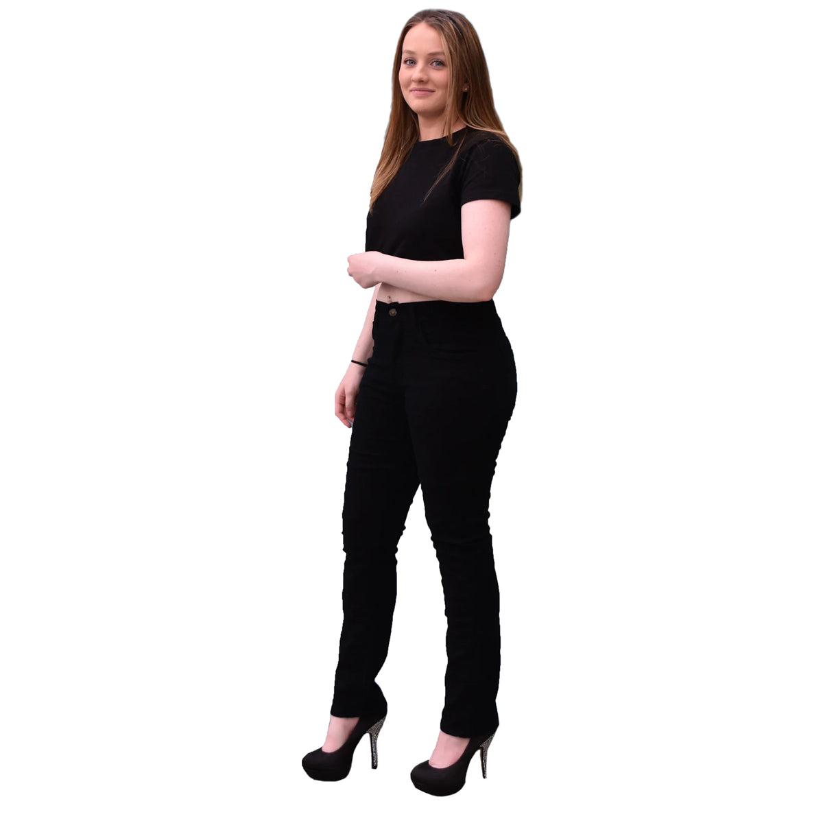 Womens Classic Motorcycle Kevlar Jeans Black