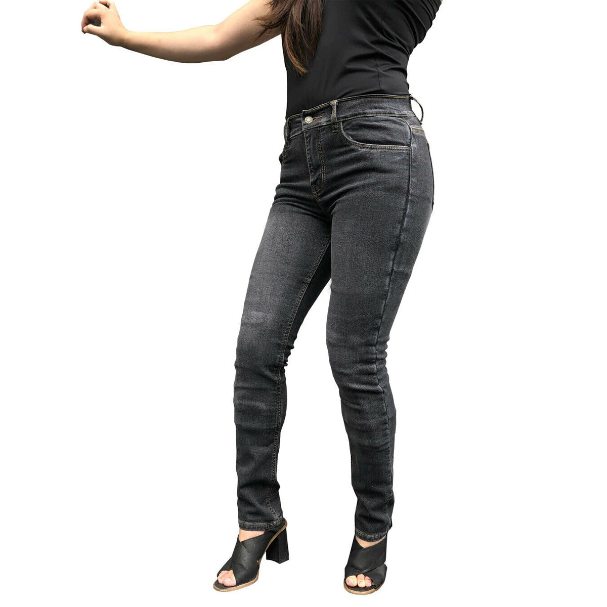 Womens Motorcycle Jeans Lined with Kevlar Grey