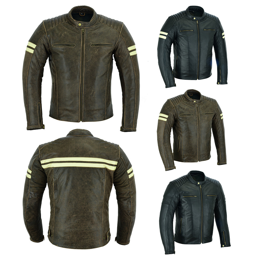 Roadster Classic Motorcycle Leather Jacket Brown