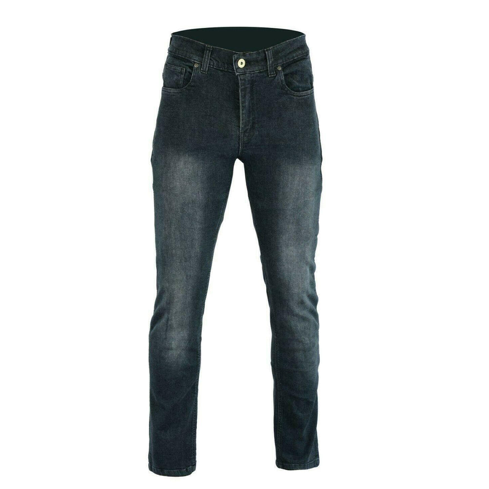 Mens Highway Stretch Denim Protective Lined With Kevlar Motorcycle Jeans Grey