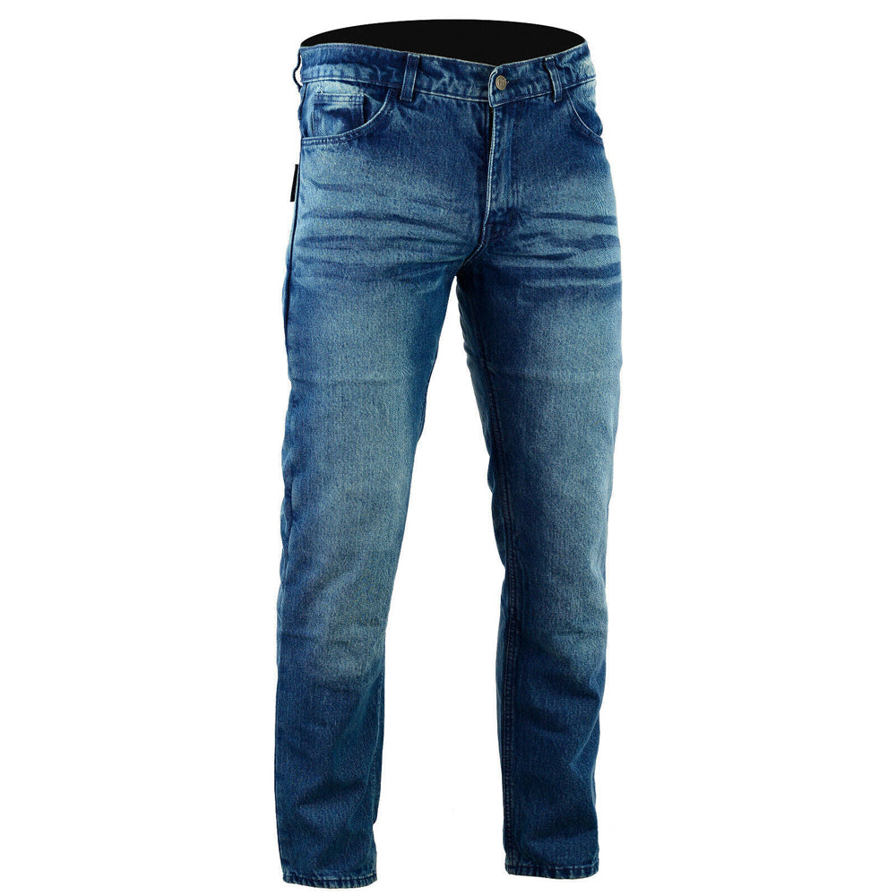 Mens Interstate Stone Wash Blue Protective Lined With Kevlar Motorcycle Jeans