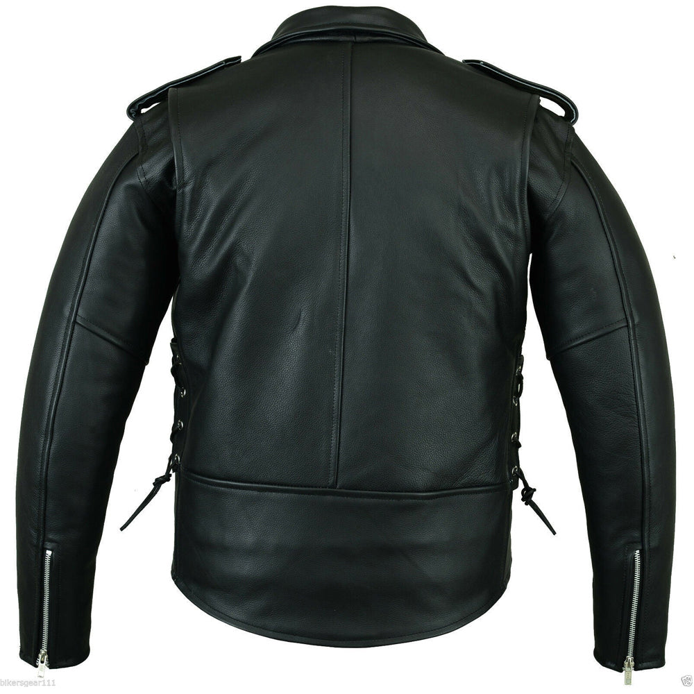 Brando Classic Motorcycle Leather Jacket Black