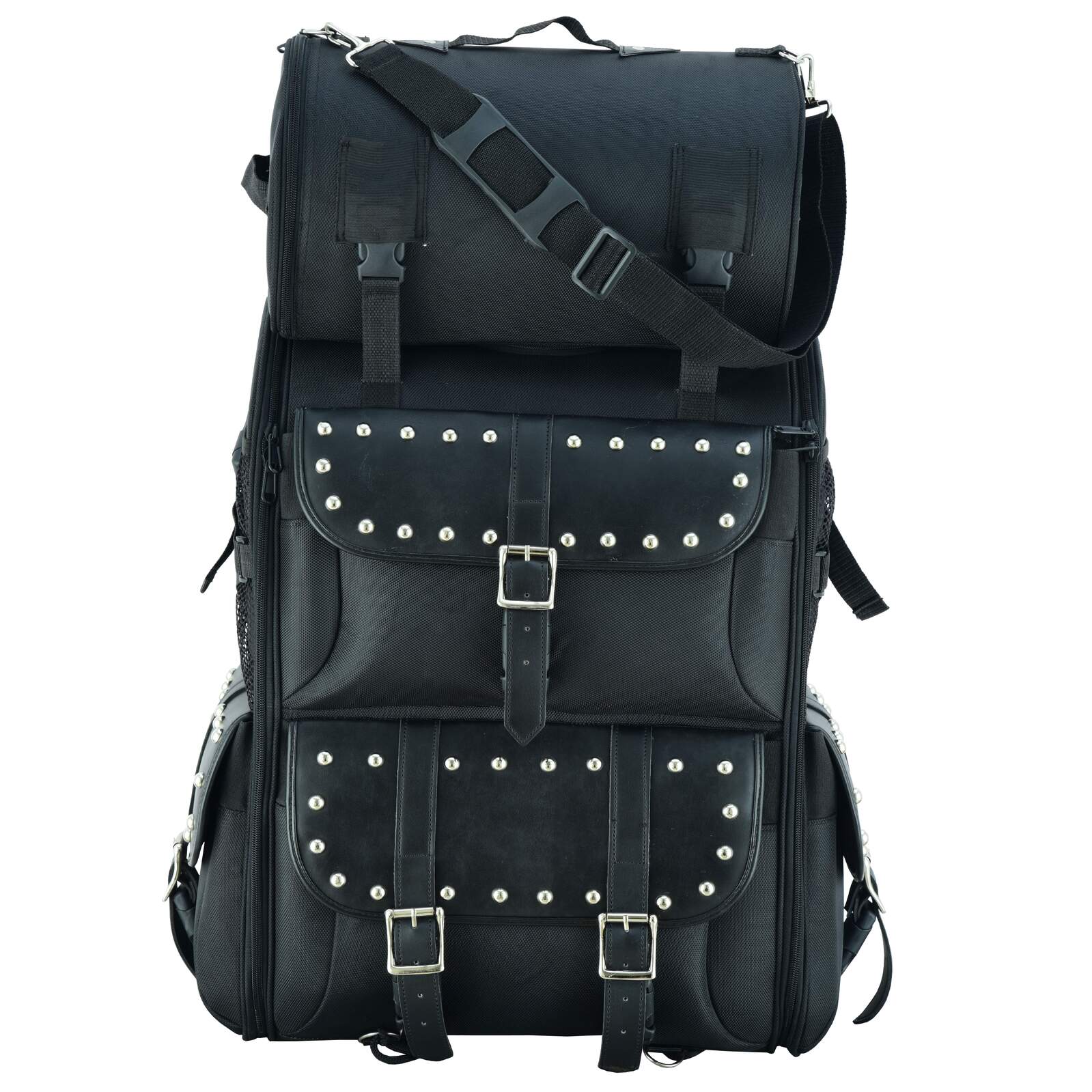 2 Piece Studded Deluxe 3500 Motorcycle Sissy Bar Bag