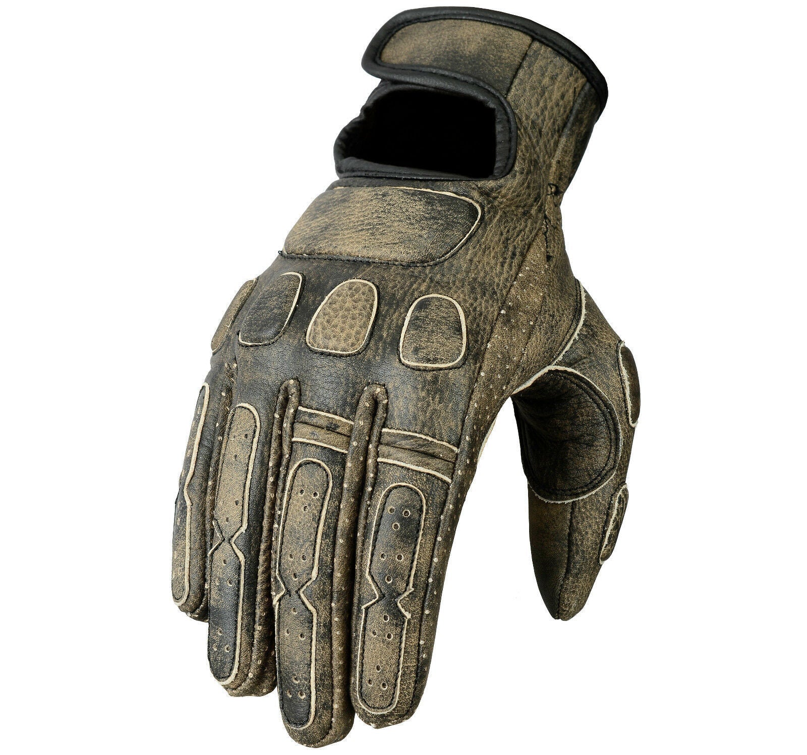 Tasker Leather Motorcycle Gloves Brown
