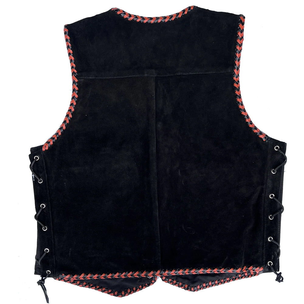 Aero Motorcycle Suede Vest Black/Orange