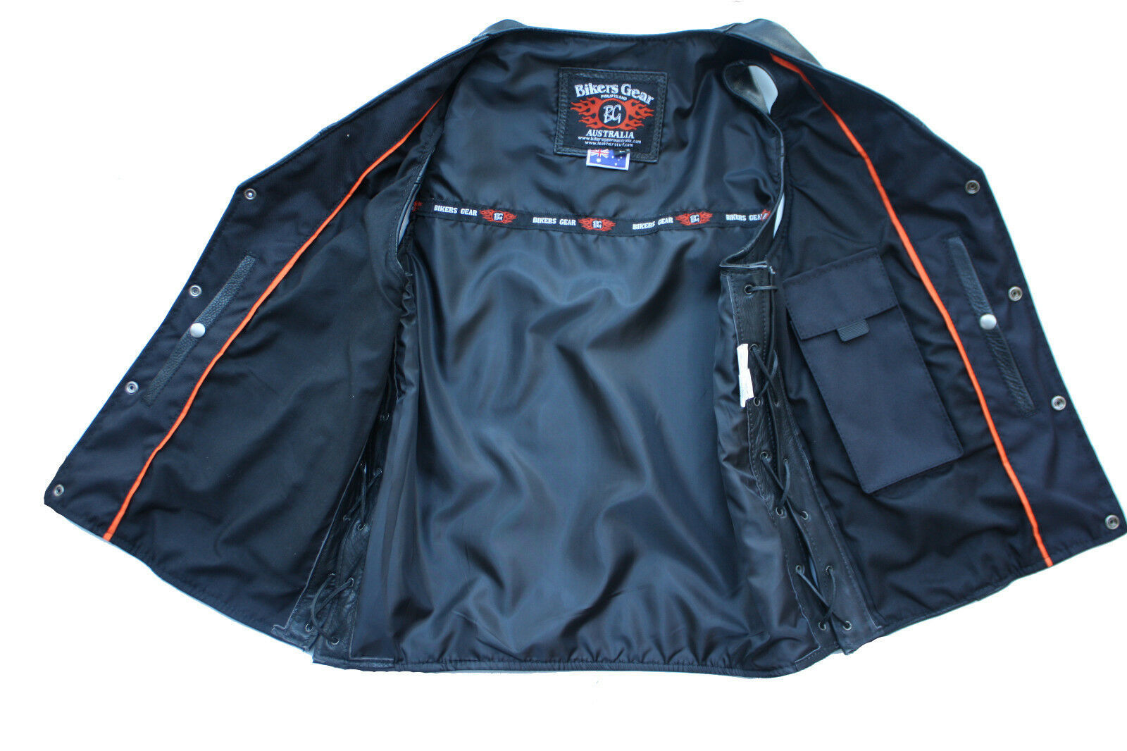 Copper Men's Harley Premium Soft Leather Motorcycle Vest Black