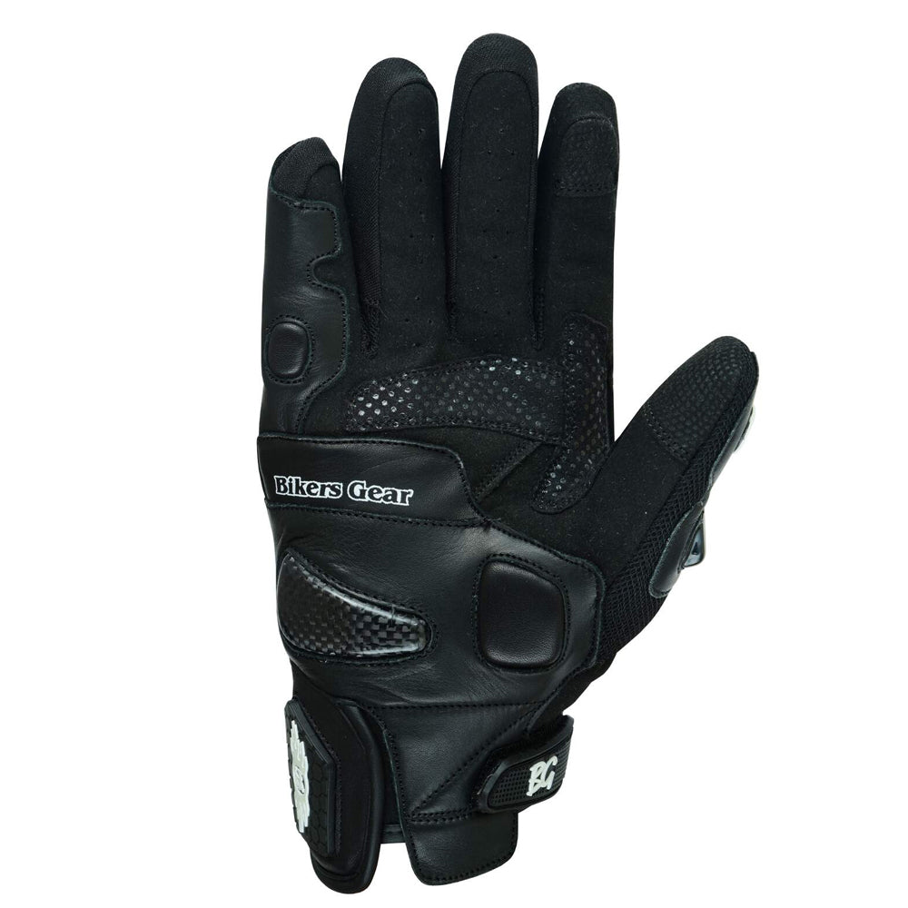 Nelson Motorcycle LATHER Gloves WITH KEVLAR LINED Black