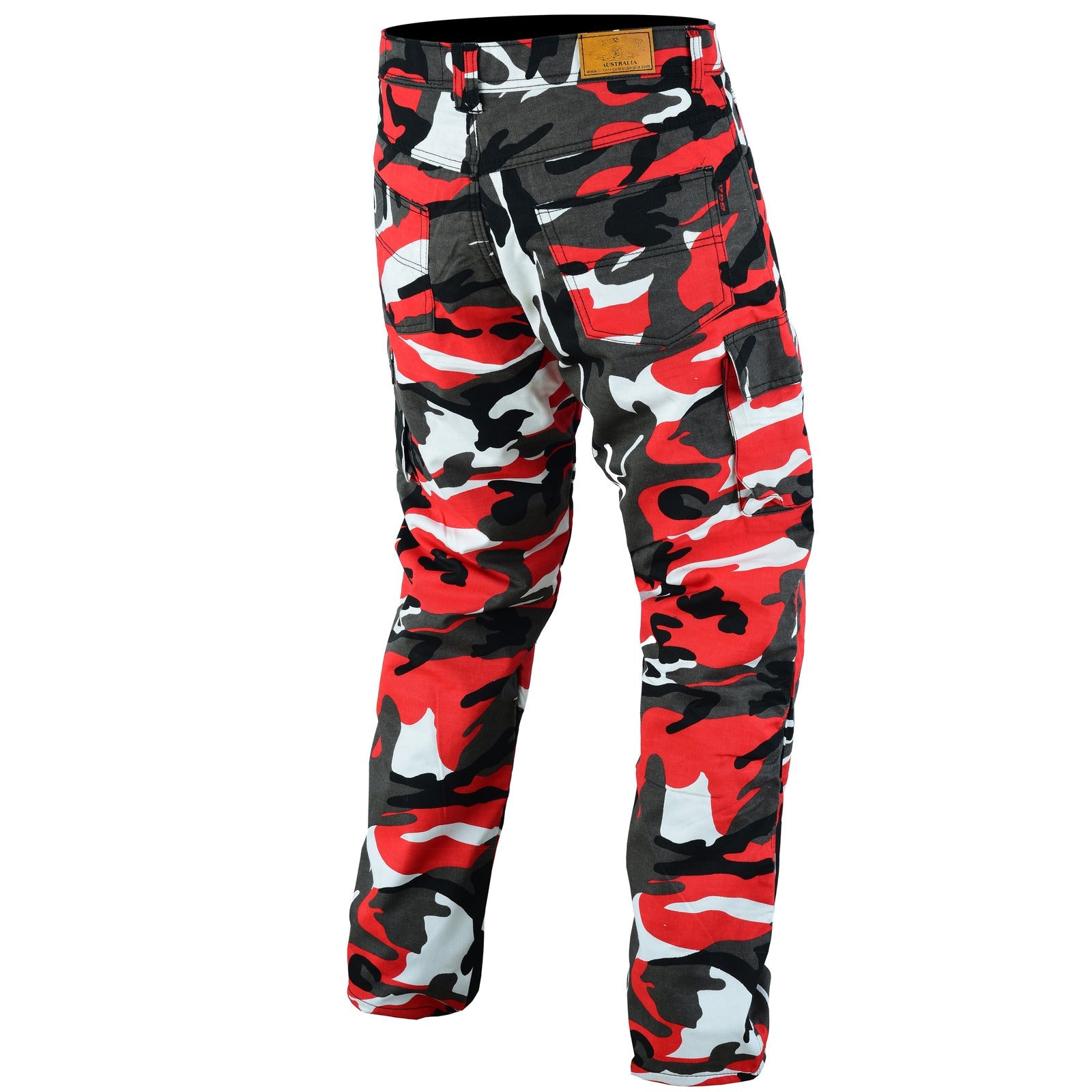 Robin Men Motorcycle Cargo KEVLAR Pants Camo Red/Black