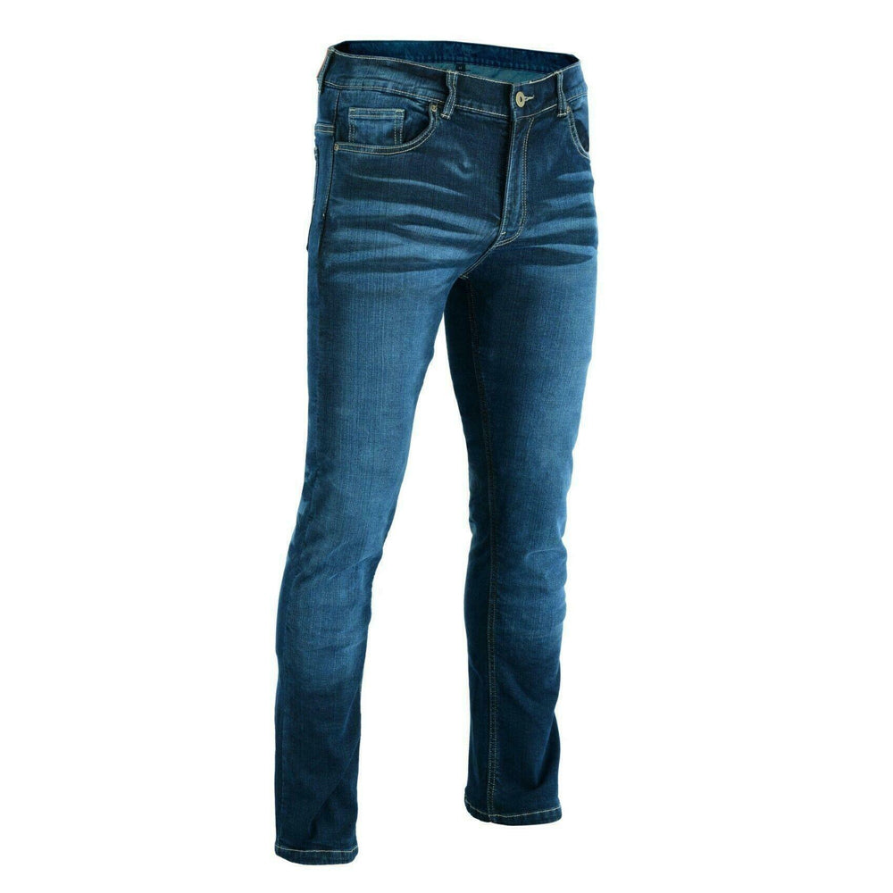 Mens Highway Stretch Denim Protective Lined With Kevlar Motorcycle Jeans Blue