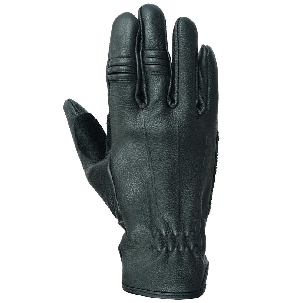 Black Leather Rigger Motorcycle Gloves