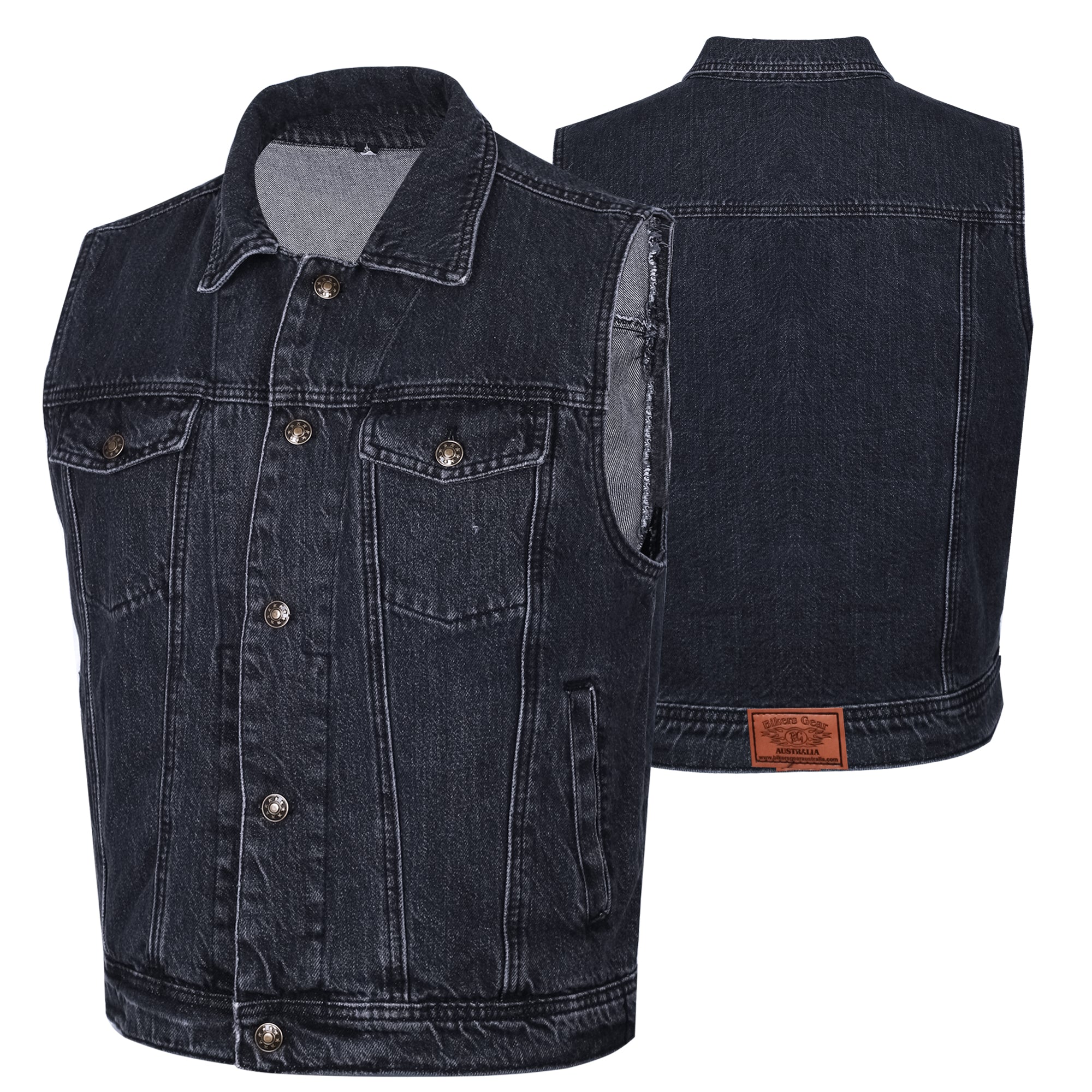 Jaguar Denim Motorcycle Vest Black