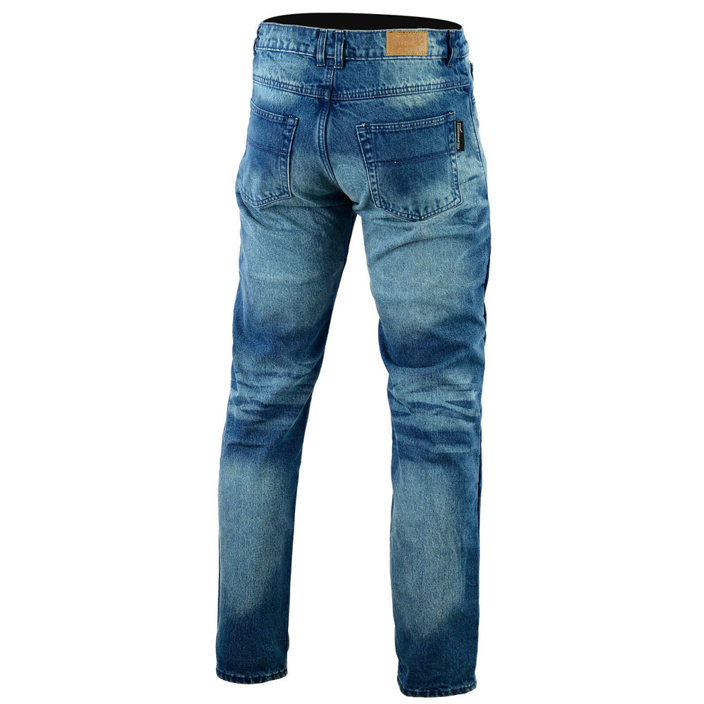Mens Interstate Stone Wash Blue Protective Lined With Kevlar Motorcycle Jeans