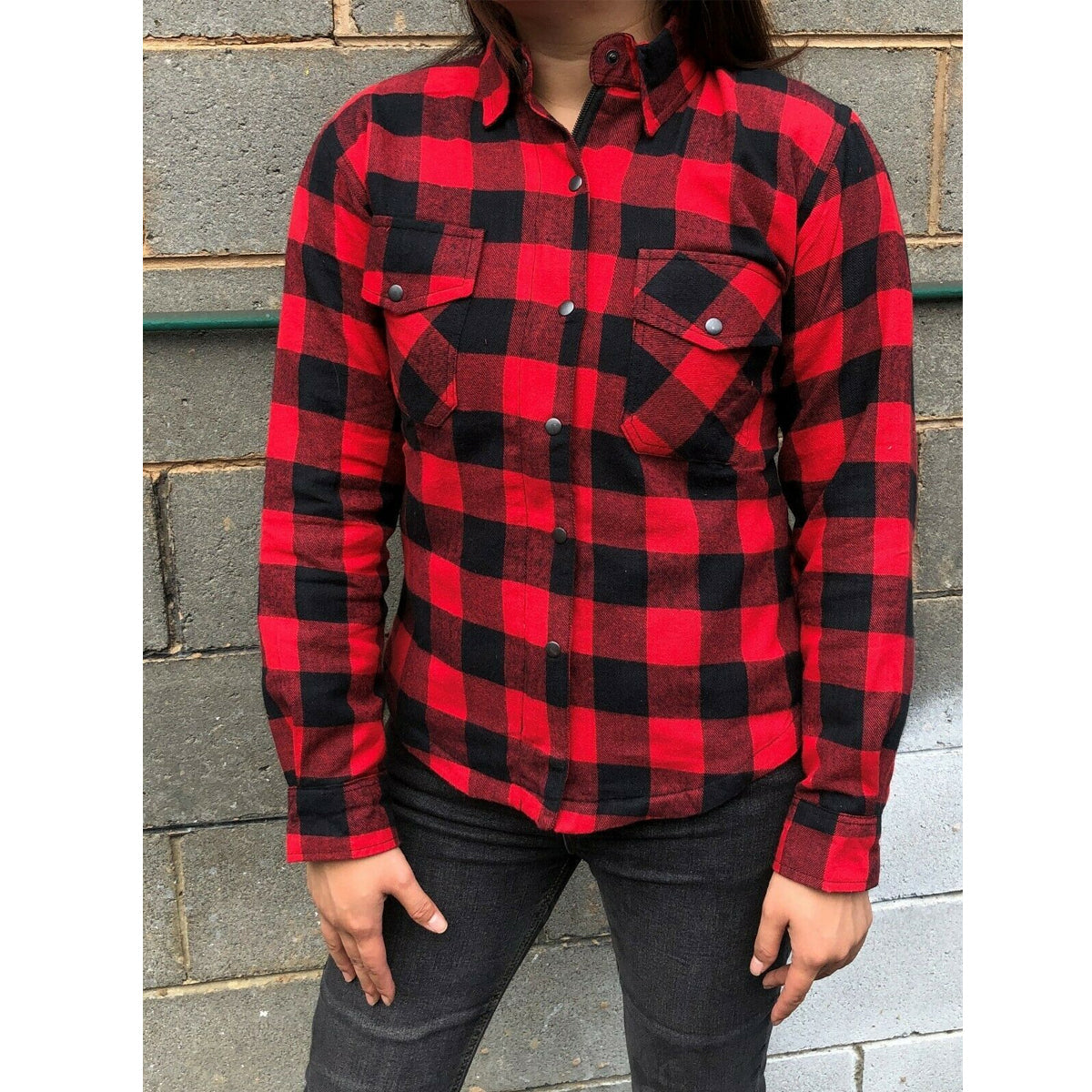 Exo Lady Motorcycle Flannel Shirts Red/Black