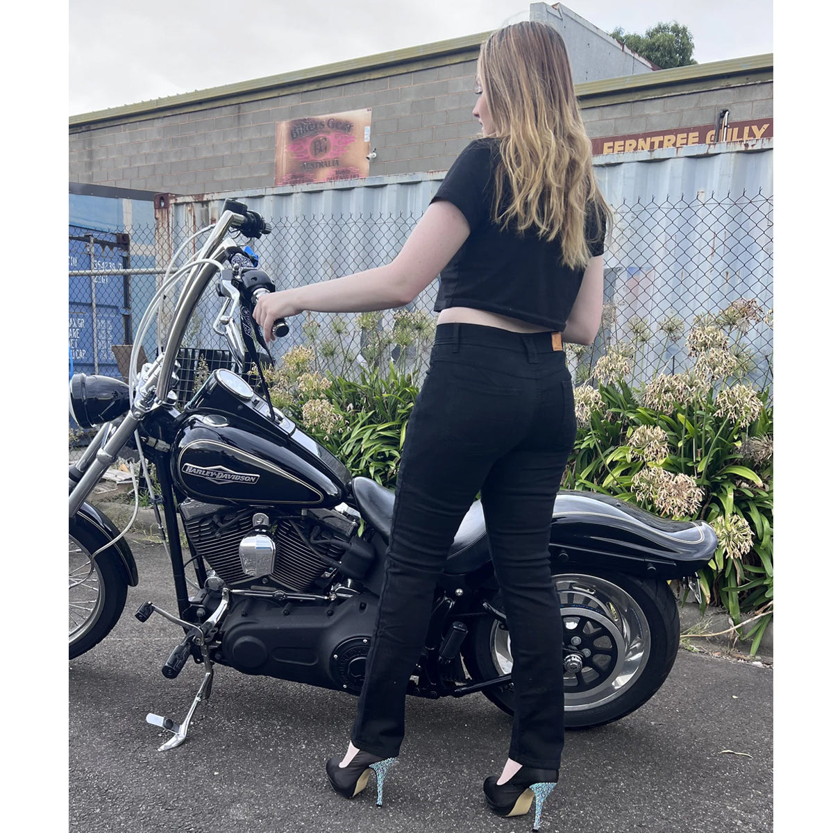 Womens Classic Motorcycle Kevlar Jeans Black