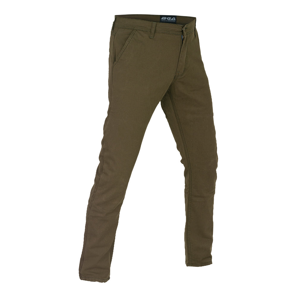 Stork Motorcycle Kevlar Lined Chinos Pants Khaki Green Stretch