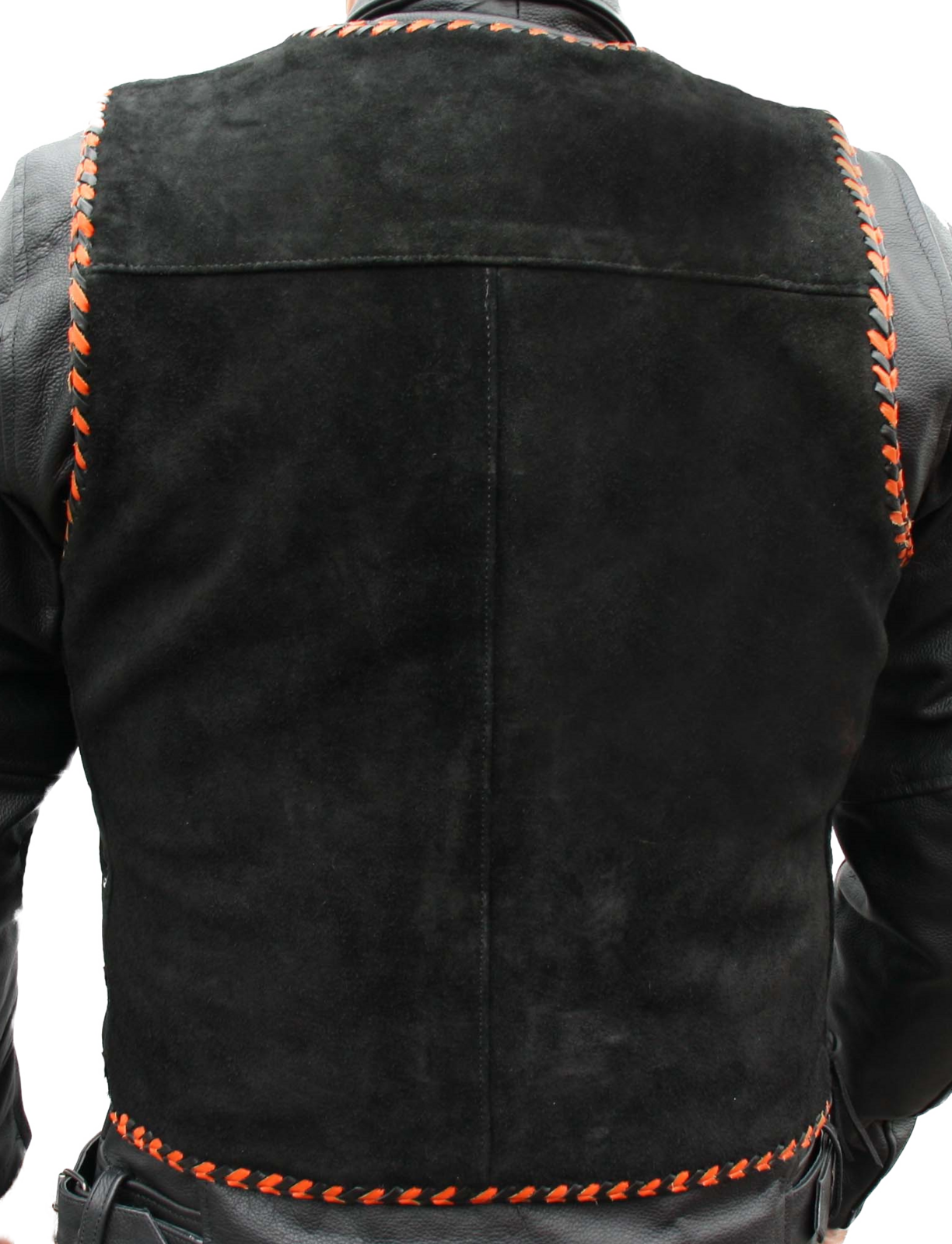 Aero Motorcycle Suede Vest Black/Orange