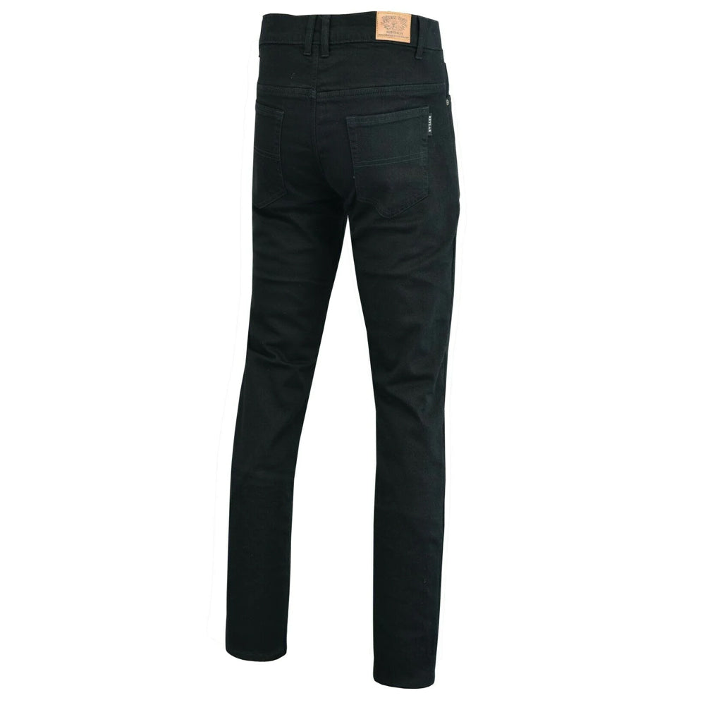 Mens Victor Comfort Protective Lined With Kevlar Motorcycle Stretch Jeans Black