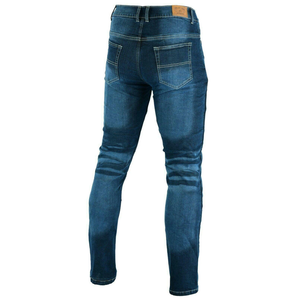 Mens Highway Stretch Denim Protective Lined With Kevlar Motorcycle Jeans Blue